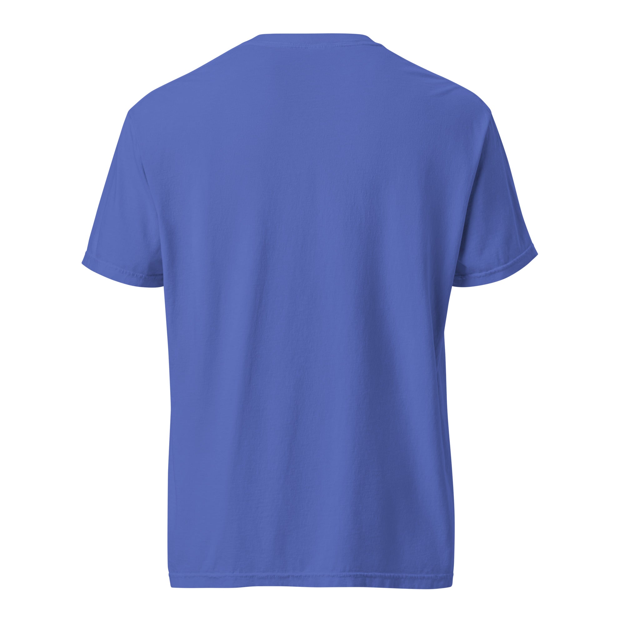 Image of YHWH Christian t-shirt flo blue back view — Entrusted to Him