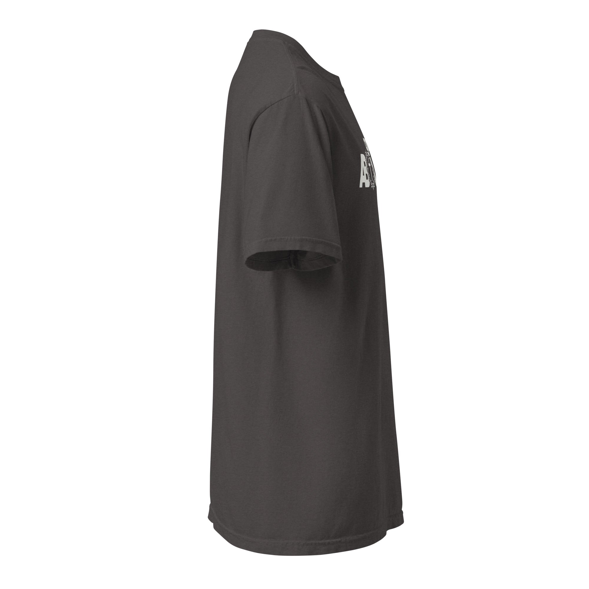 Image of Grace Abounds Christian apparel graphite right side view — Entrusted to Him