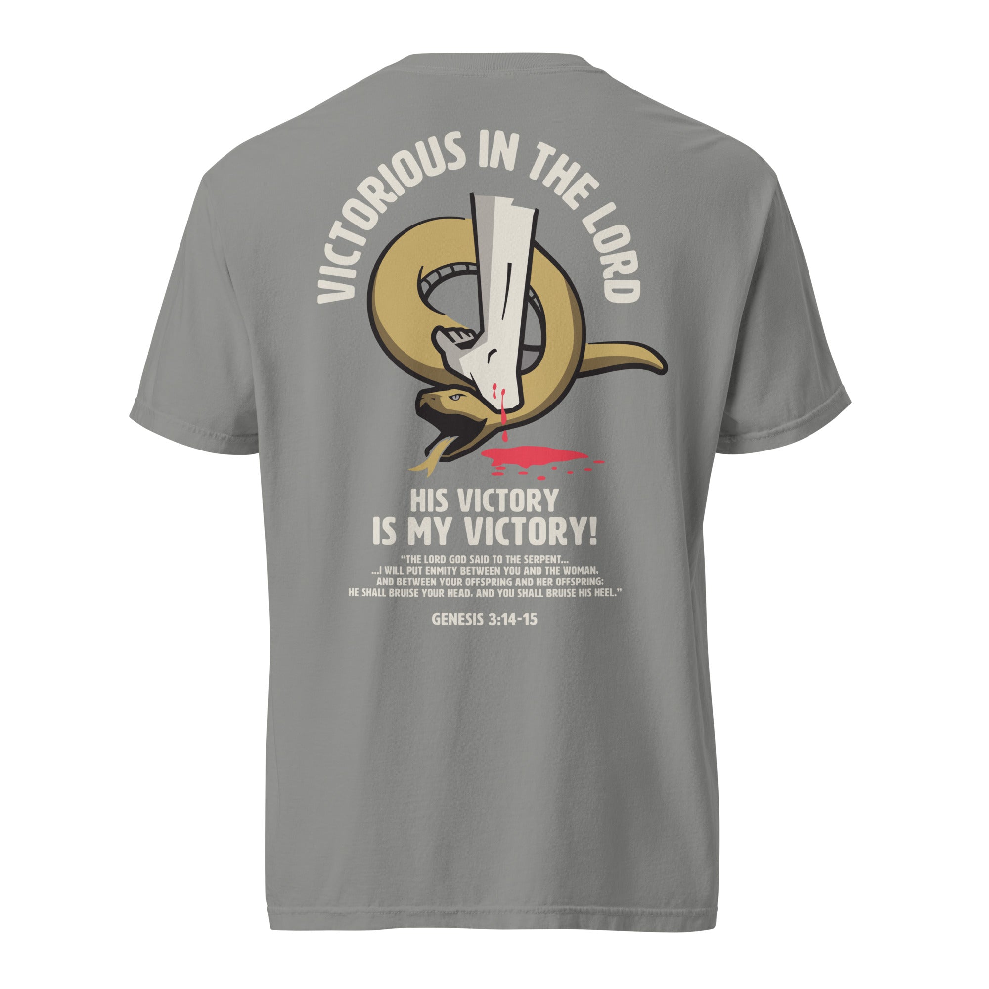 Image of Victorious Jesus shirt grey back view — Entrusted to Him