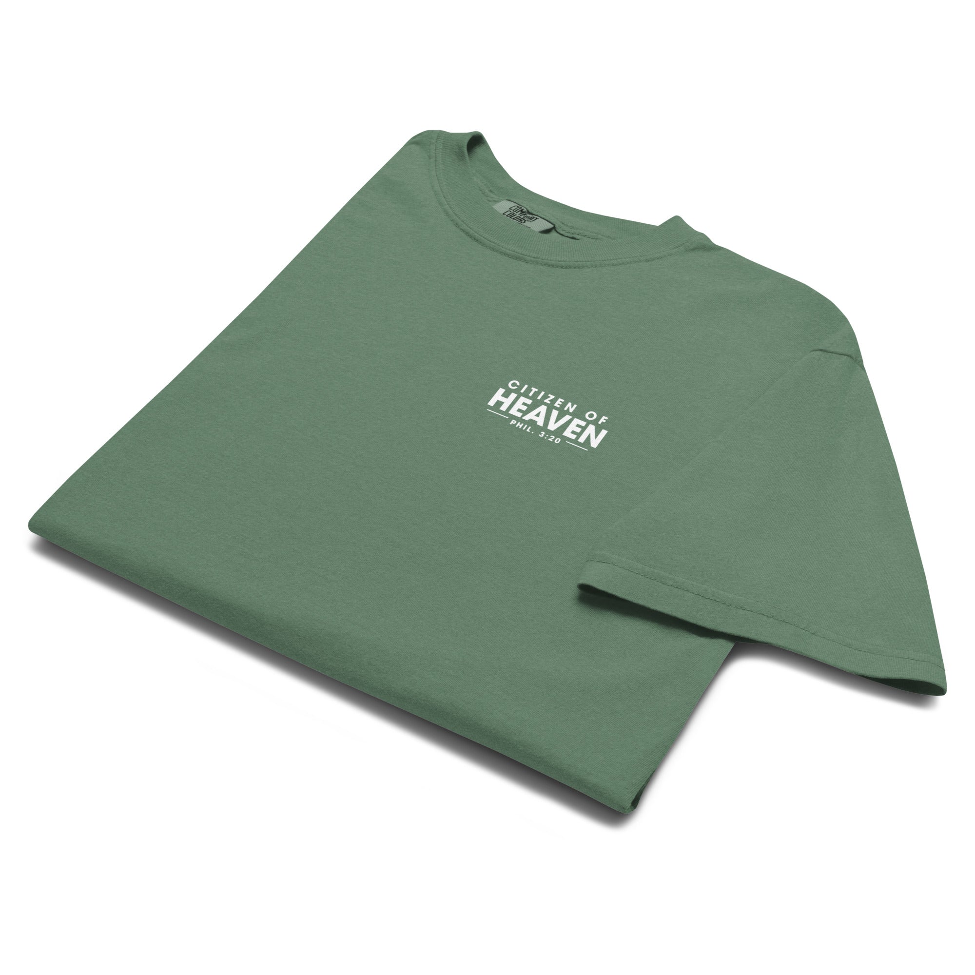 Image of Citizen of Heaven Christian t-shirt light green front alternate view — Entrusted to Him