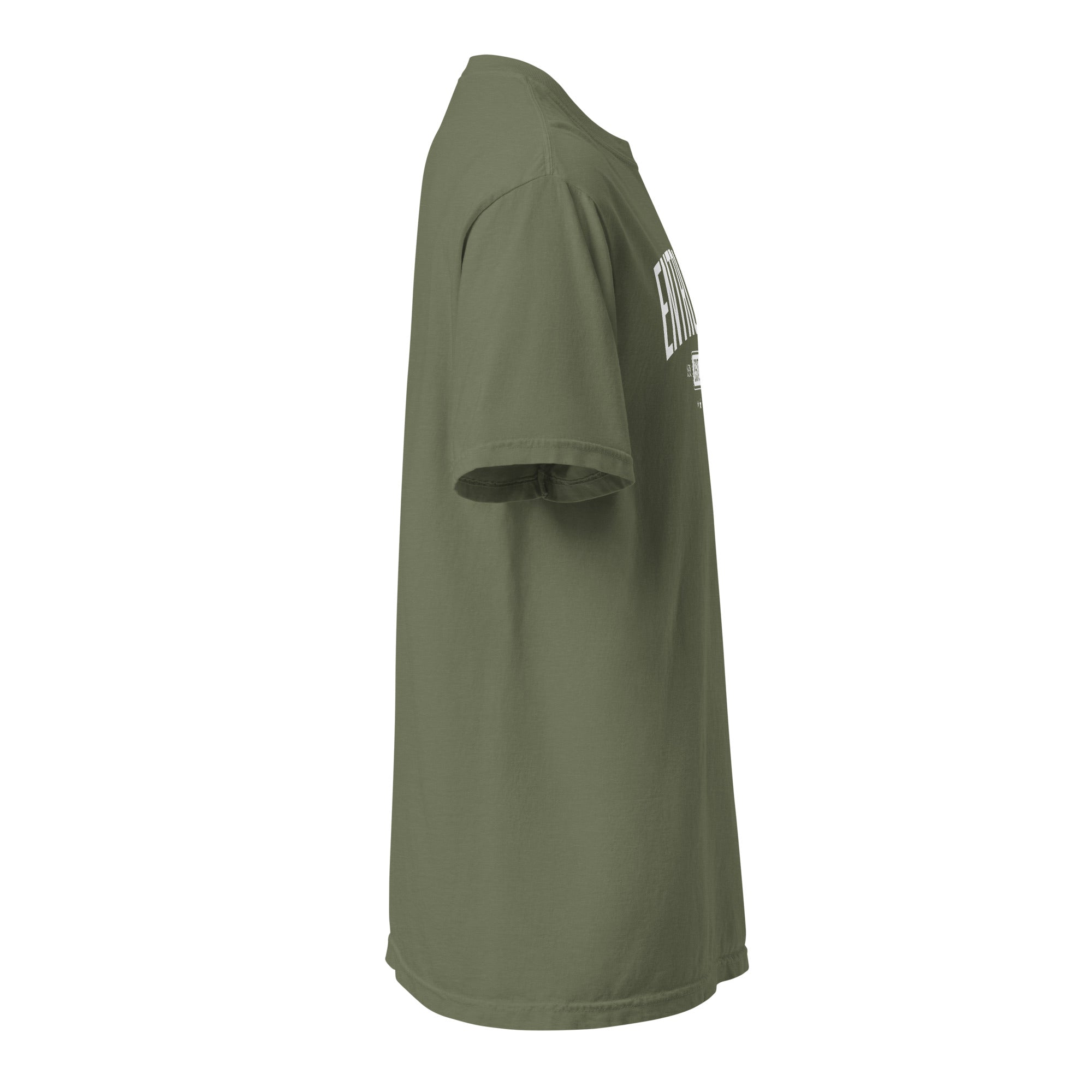 Image of Entrusted Est. 33AD t-shirt Christian moss right side view — Entrusted to Him