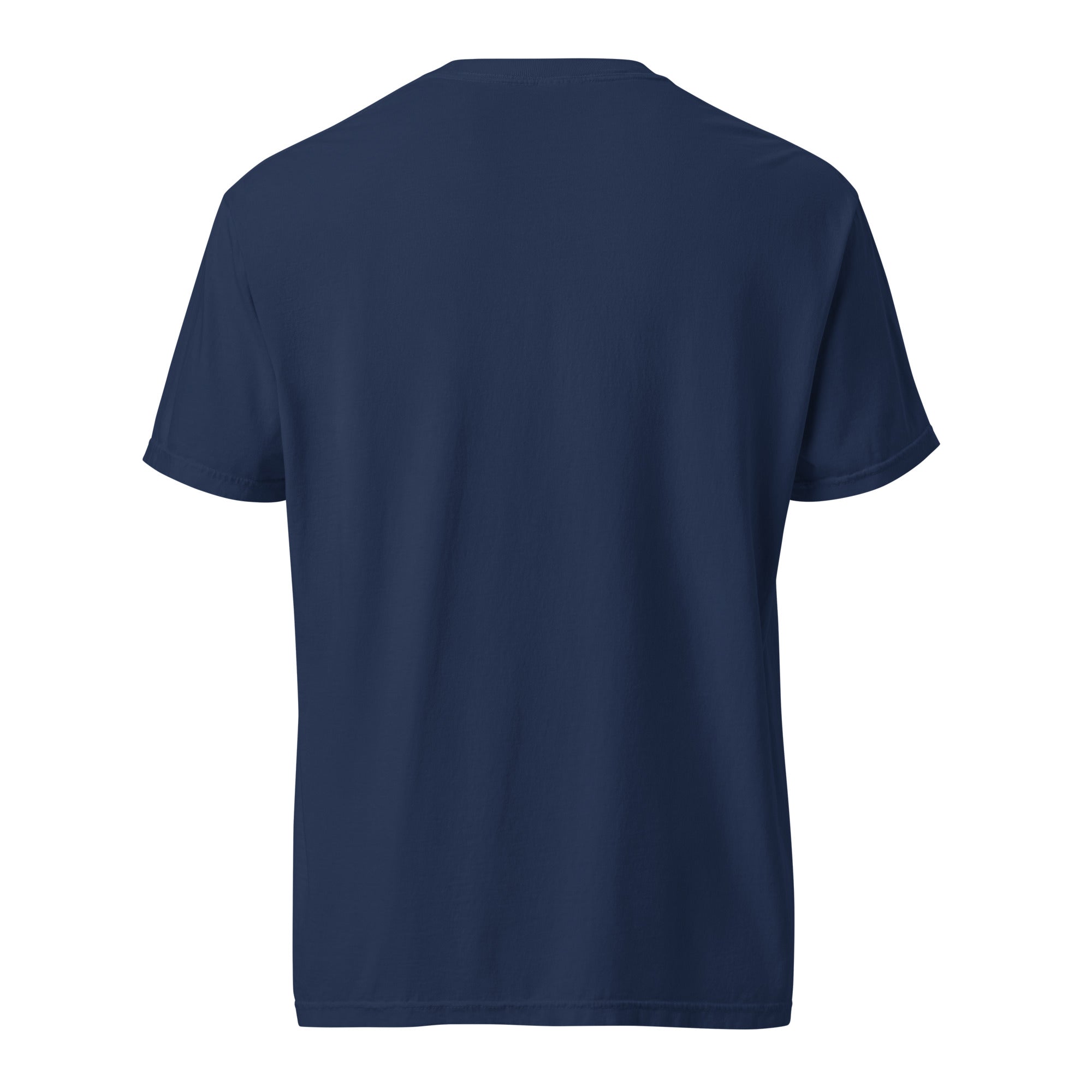 Image of Entrusted Est. 33AD Christian apparel true navy back view — Entrusted to Him
