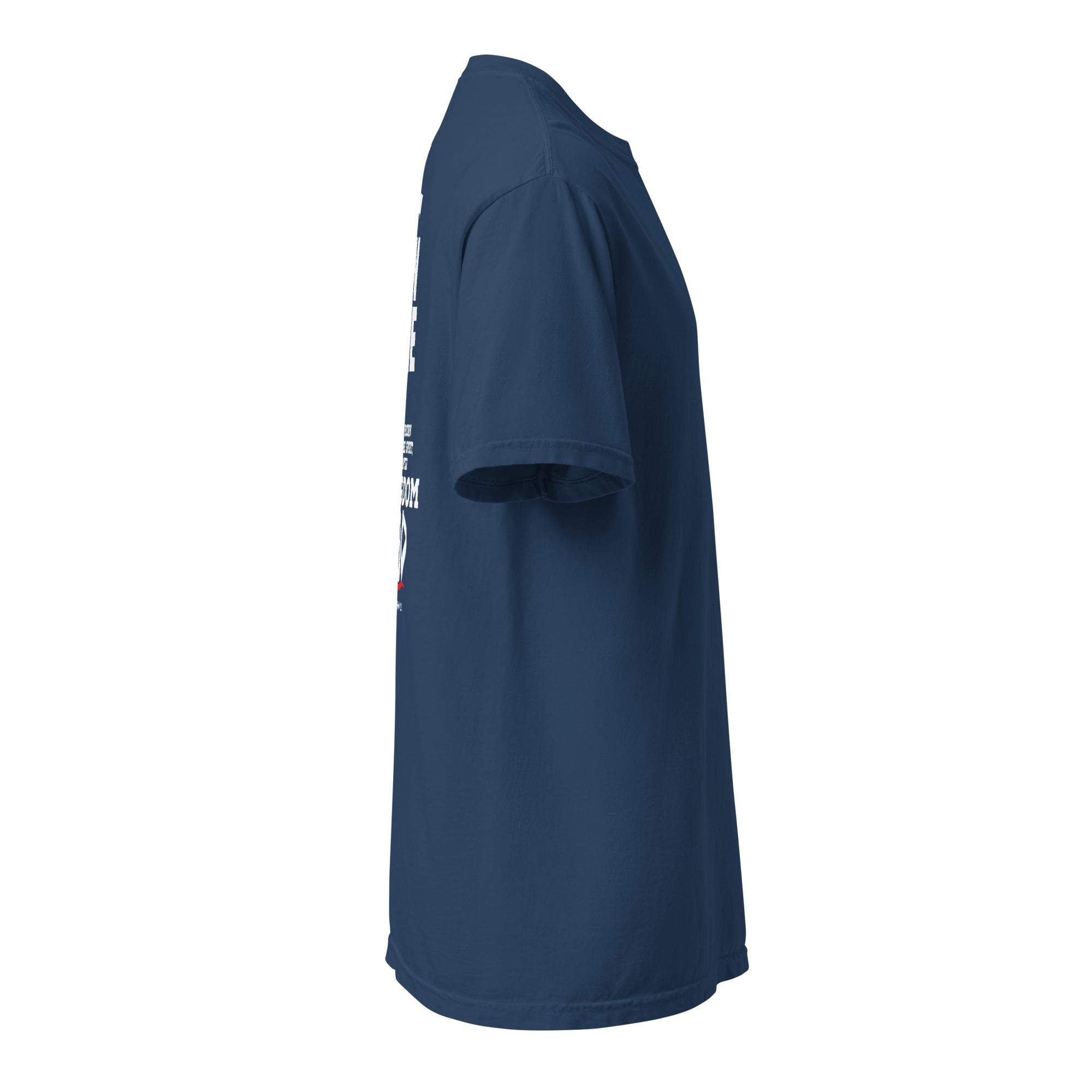 Image of Born Twice Jesus shirt true navy right side view — Entrusted to Him