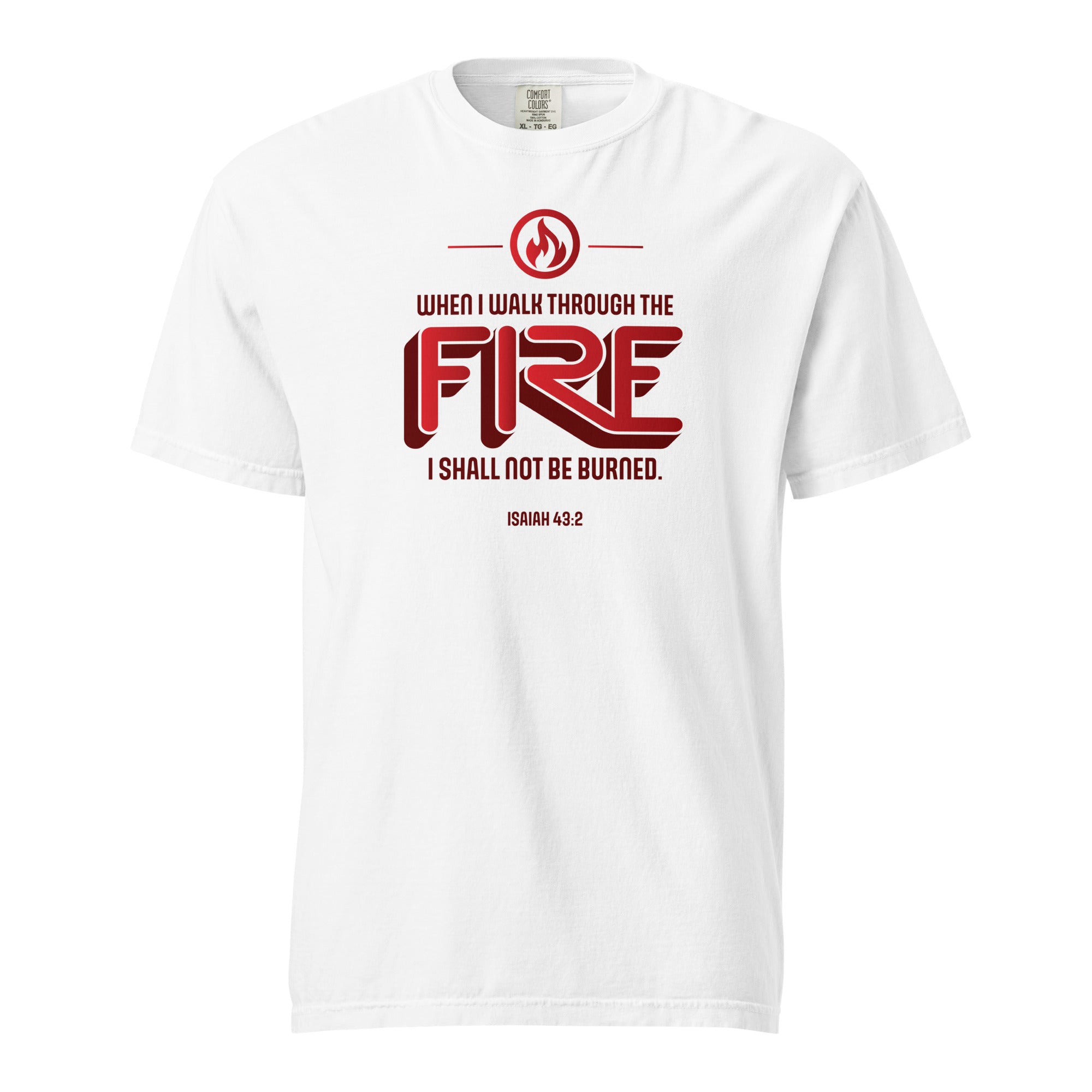 Image of Fire Jesus shirt Christian t-shirt white front view — Entrusted to Him