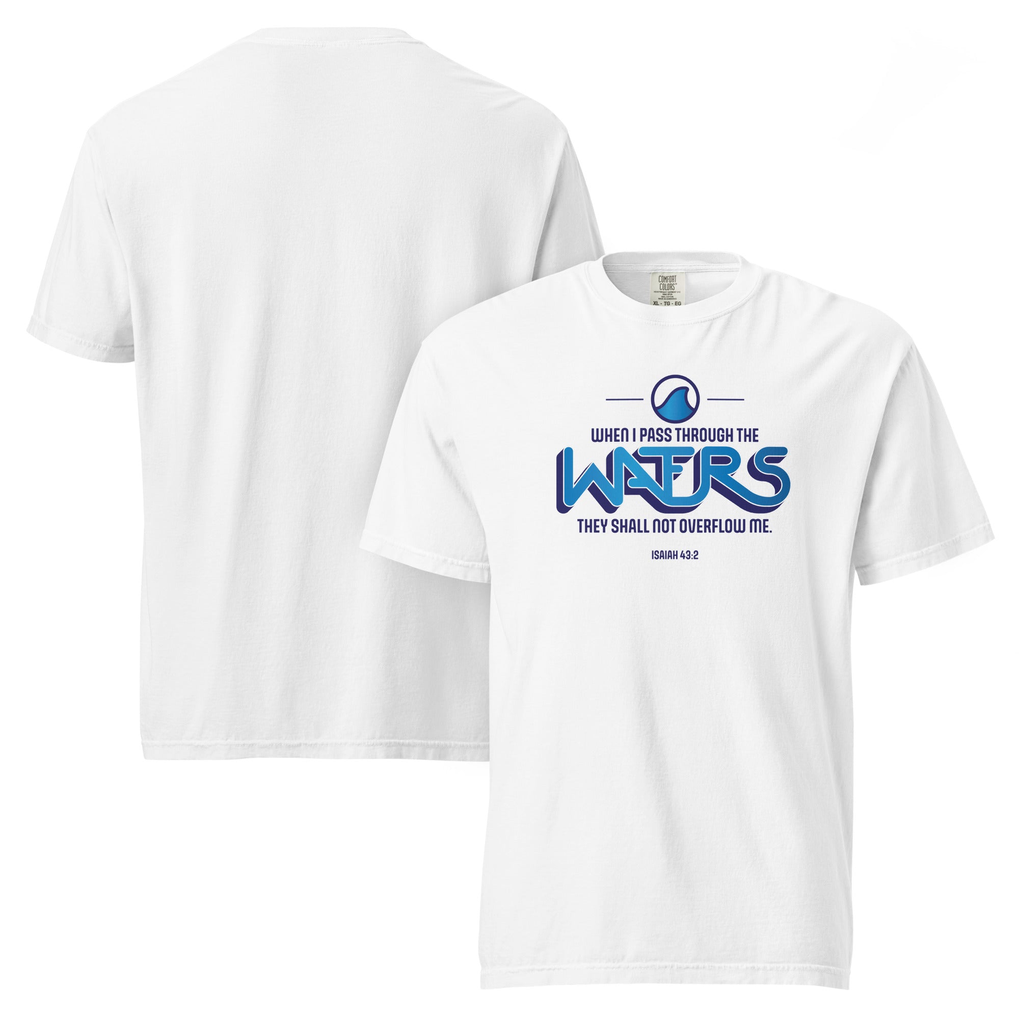 Image of Waters Jesus t-shirt Christian clothing white front and back view — Entrusted to Him