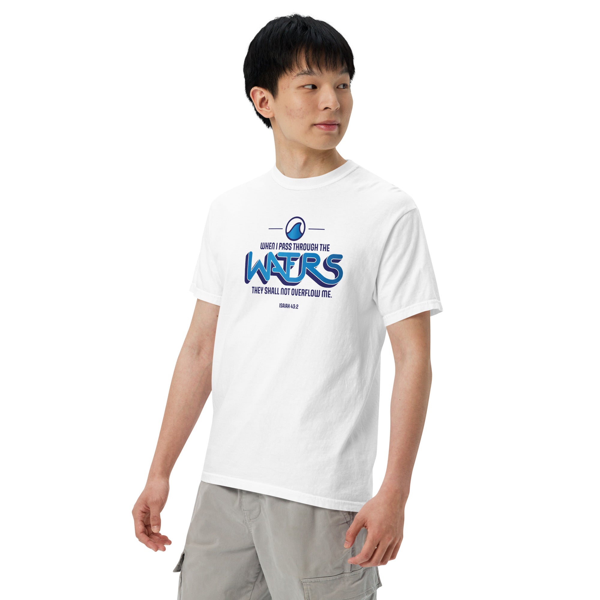 Image of Waters Christian t-shirt white left front view — Entrusted to Him