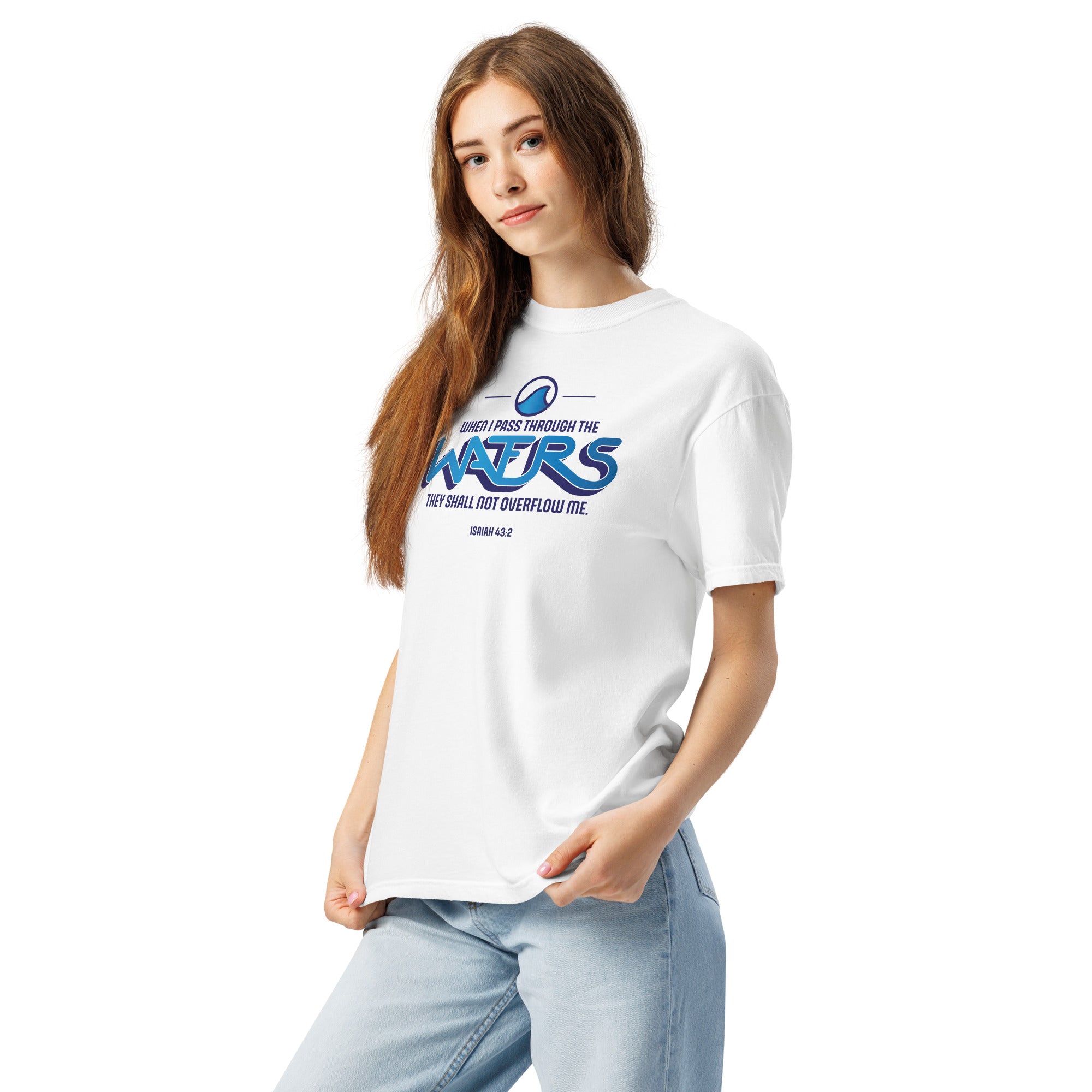 Image of Waters Bible verse shirt Christian apparel white left front alternate view — Entrusted to Him