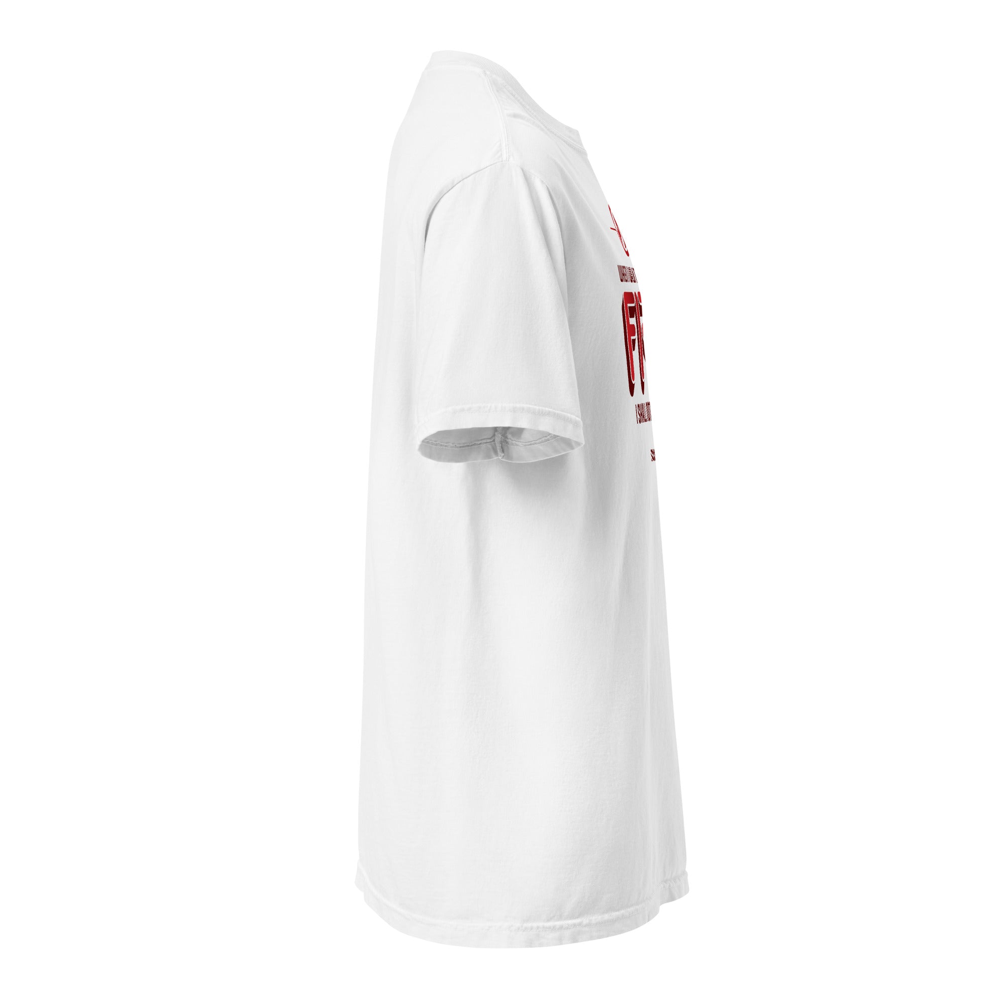 Image of Fire Christian t-shirt white right side view — Entrusted to Him