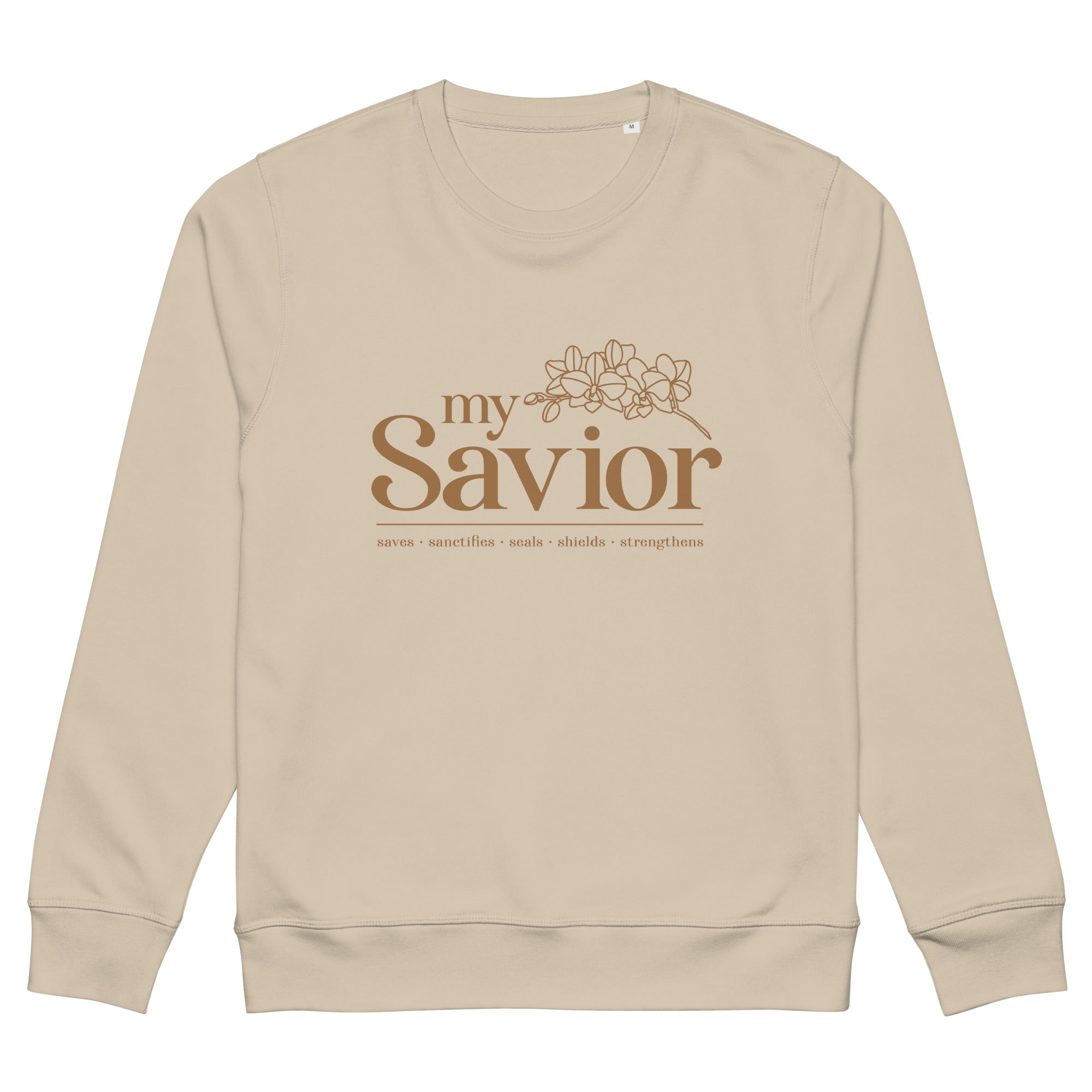 Image of My Savior Christian sweatshirt desert dust front view — Entrusted to Him