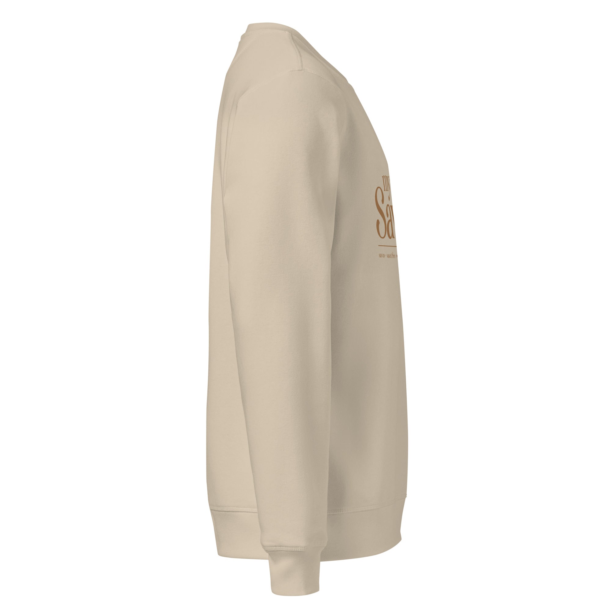 Image of My Savior Christian sweatshirt desert dust right side view — Entrusted to Him
