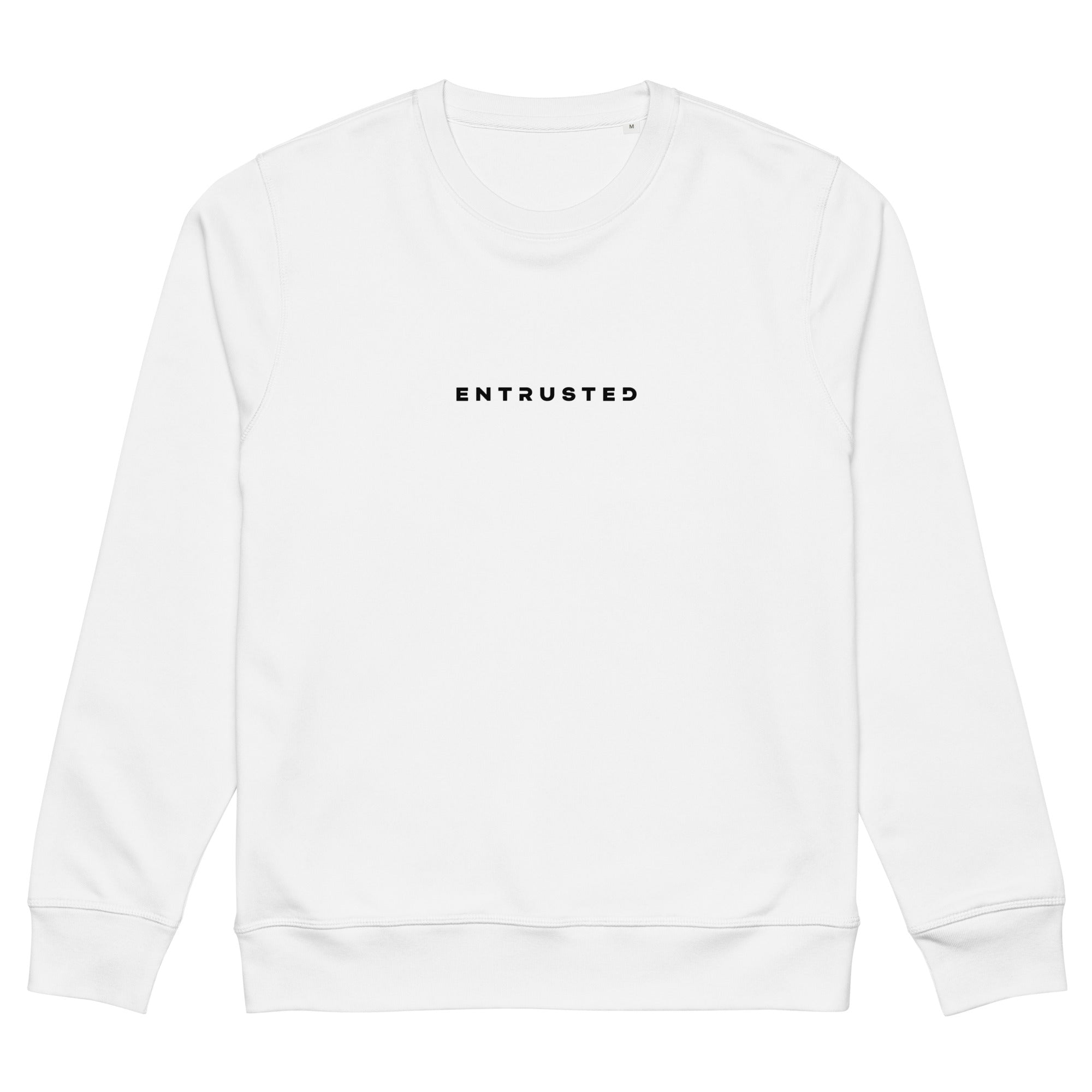 Image of Entrusted Christian sweatshirt white front view — Entrusted to Him