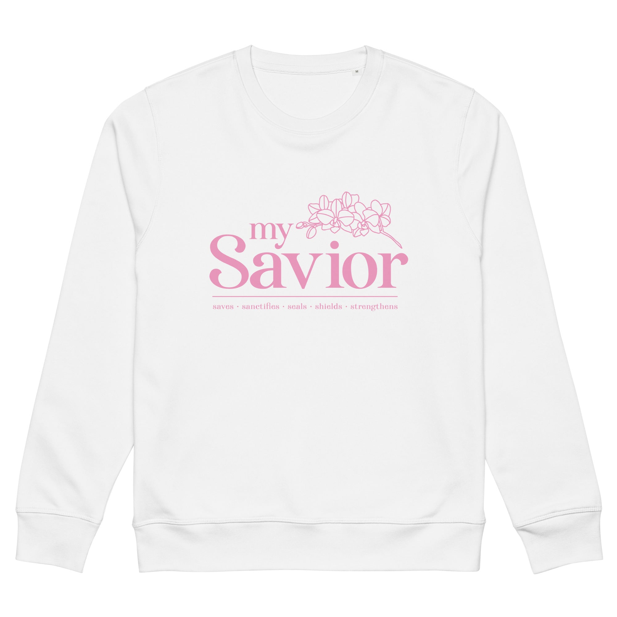 Image of My Savior Christian sweatshirt white front view — Entrusted to Him