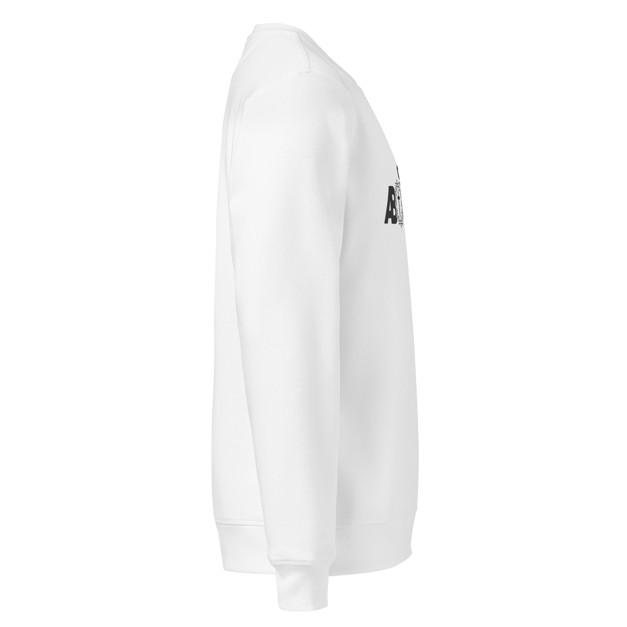 Image of Grace Abounds organic sweatshirt white right side view — Entrusted to Him