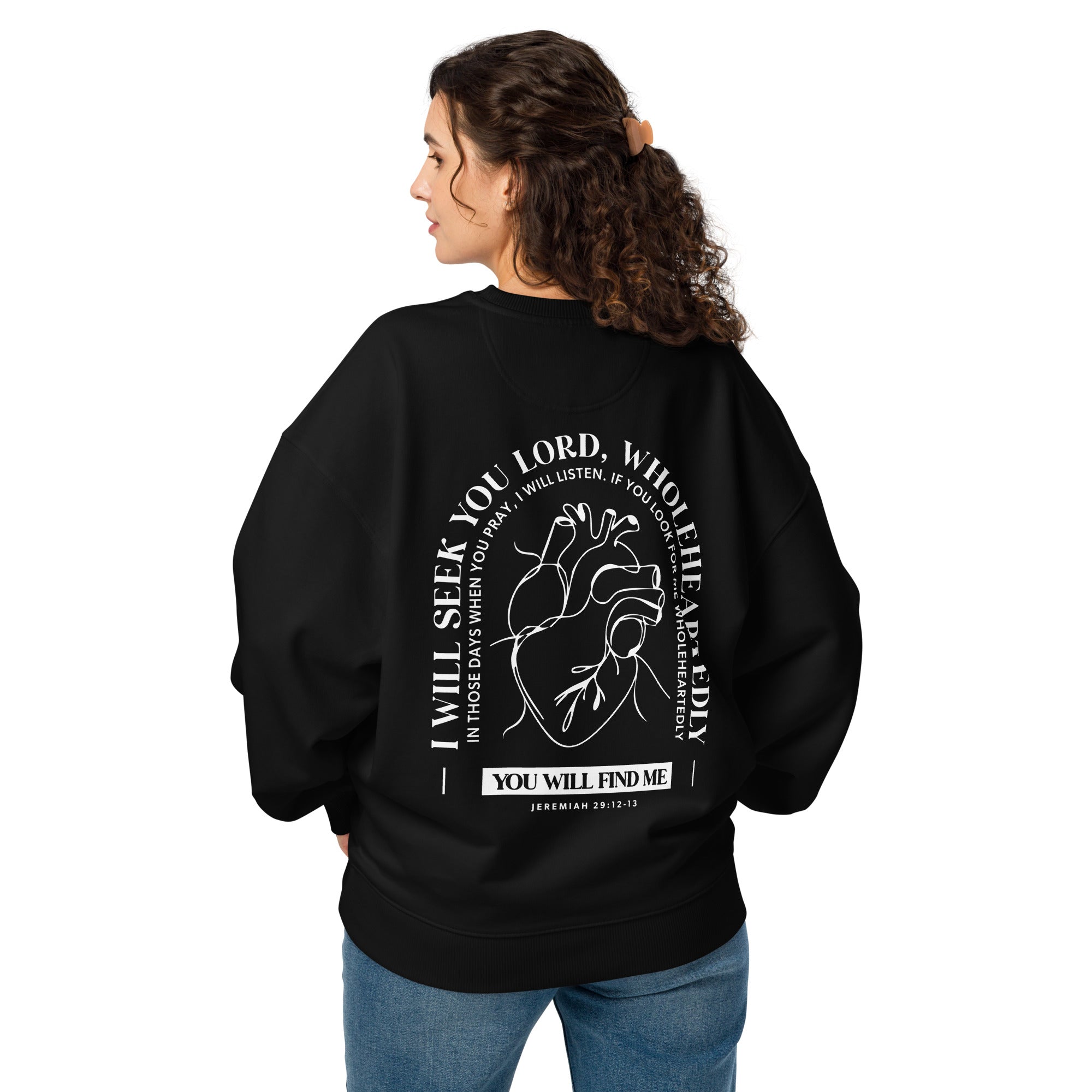 Image of Wholeheartedly Christian sweatshirt black back view — Entrusted to Him