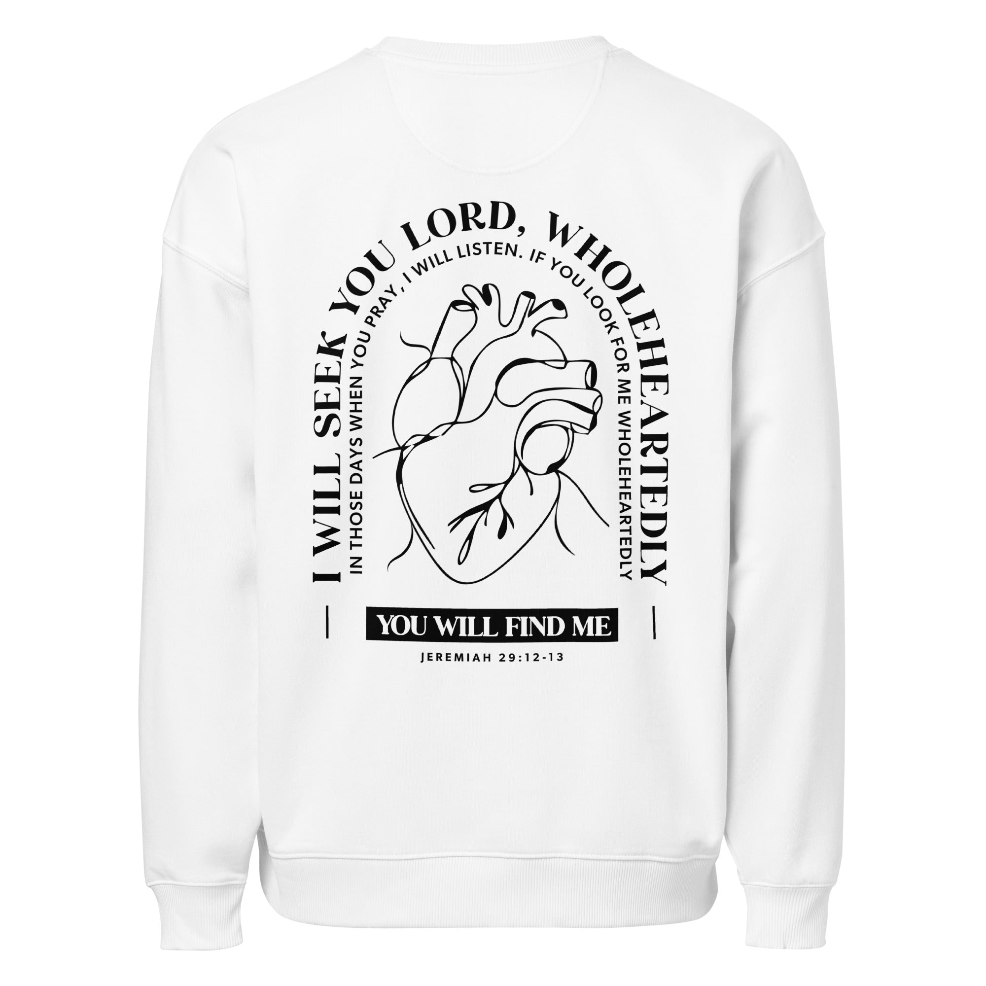 Image of Wholeheartedly Christian sweatshirt white back view — Entrusted to Him