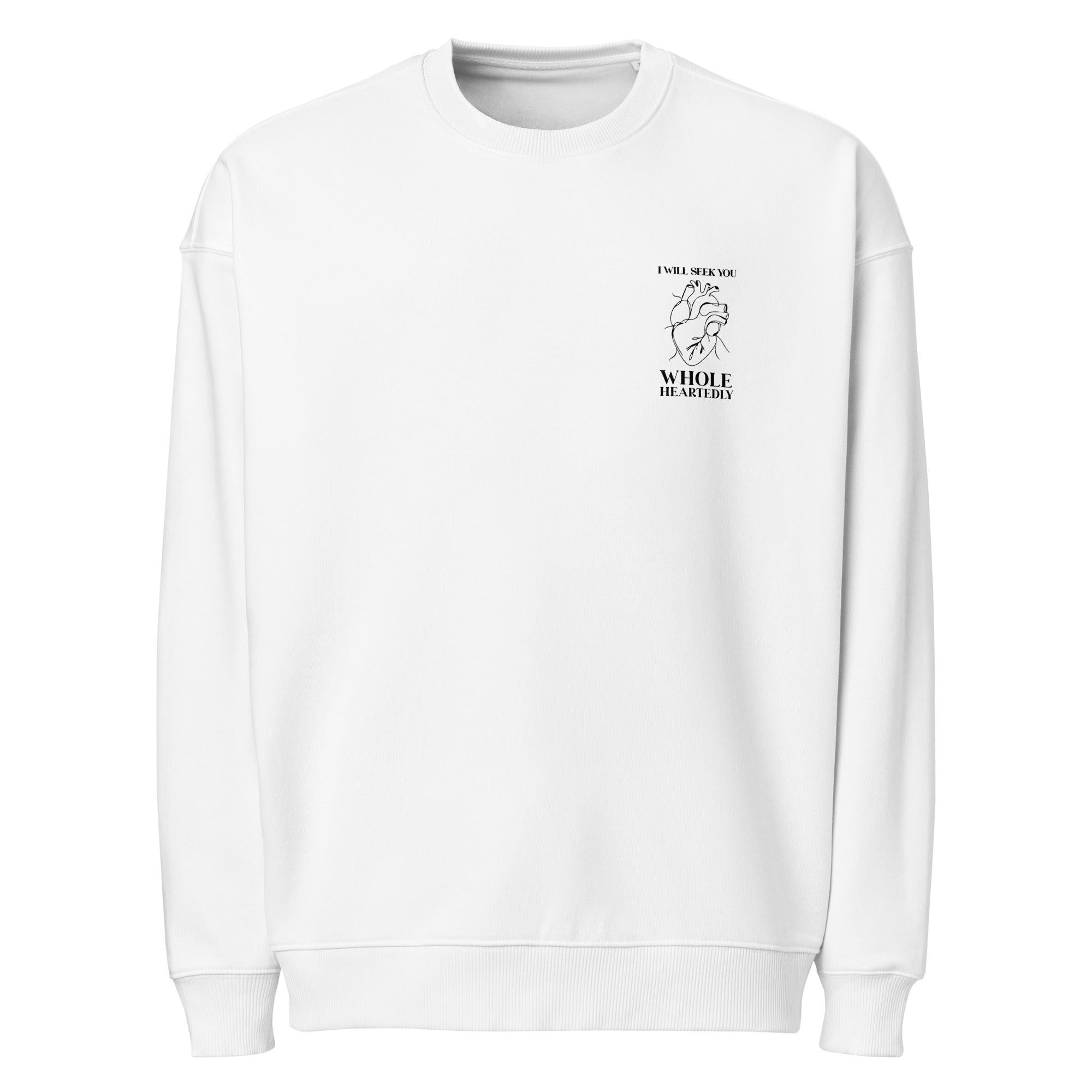Image of Wholeheartedly Christian sweatshirt white front alternate view — Entrusted to Him