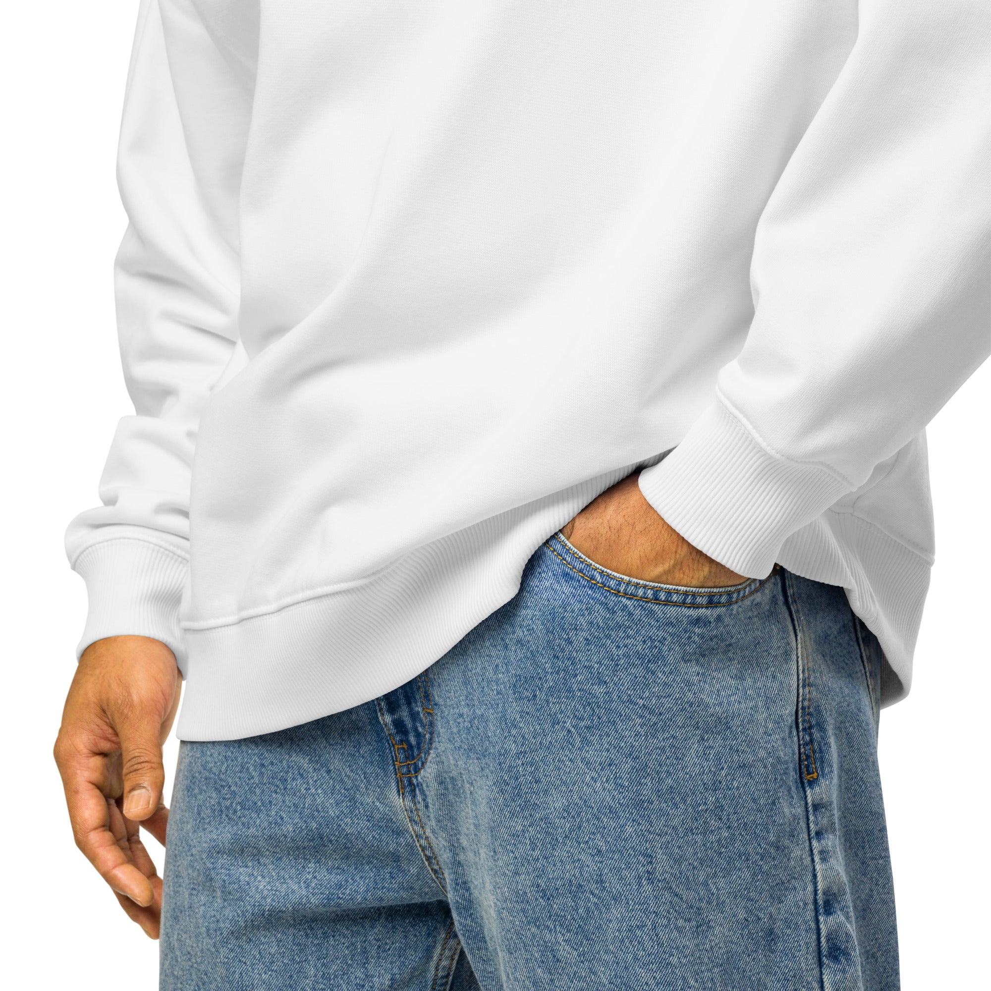 Image of Wholeheartedly Christian sweatshirt white print detail view — Entrusted to Him