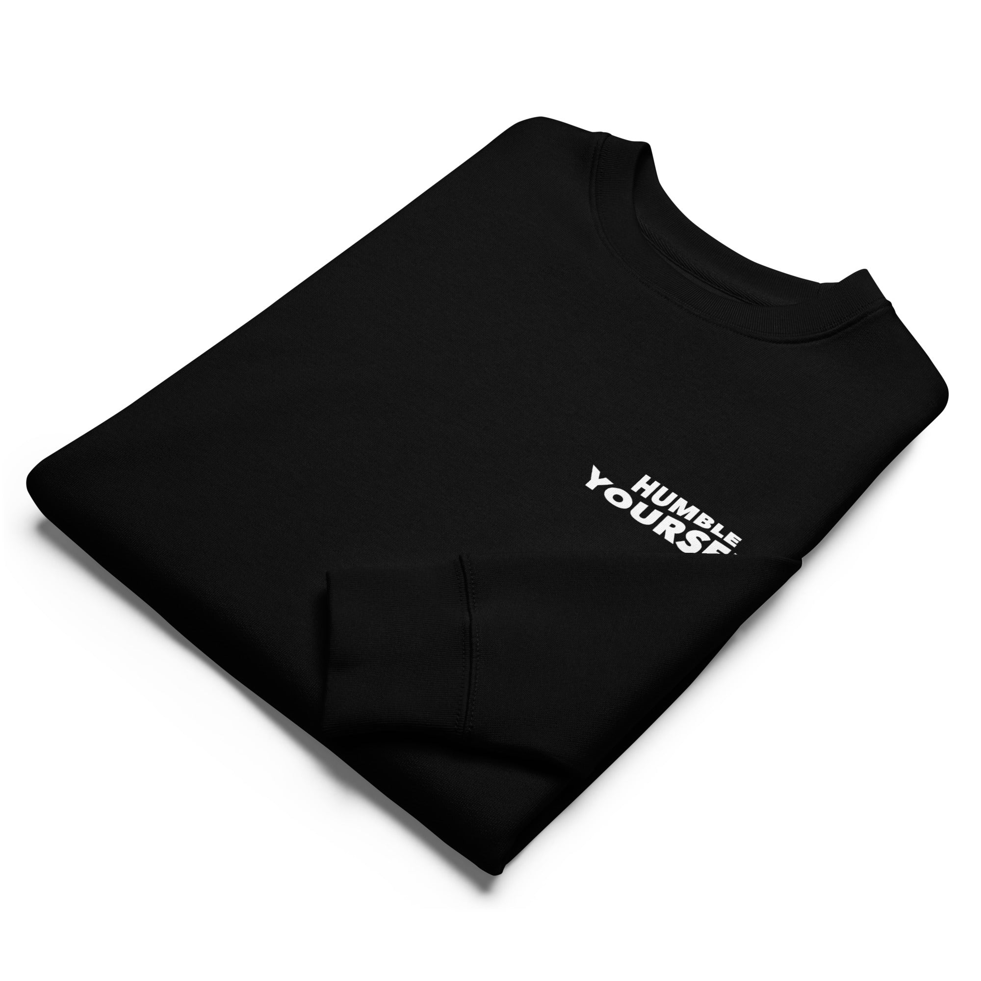 Image of Humble Yourself scripture sweatshirt black front view — Entrusted to Him