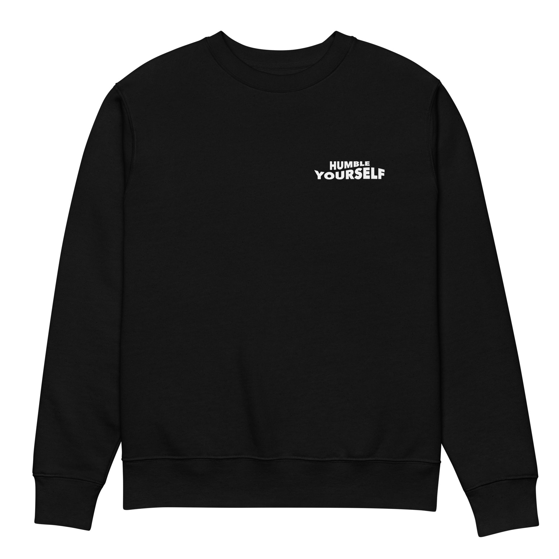 Humble Yourself Christian sweatshirt black front alternate view — Entrusted to Him