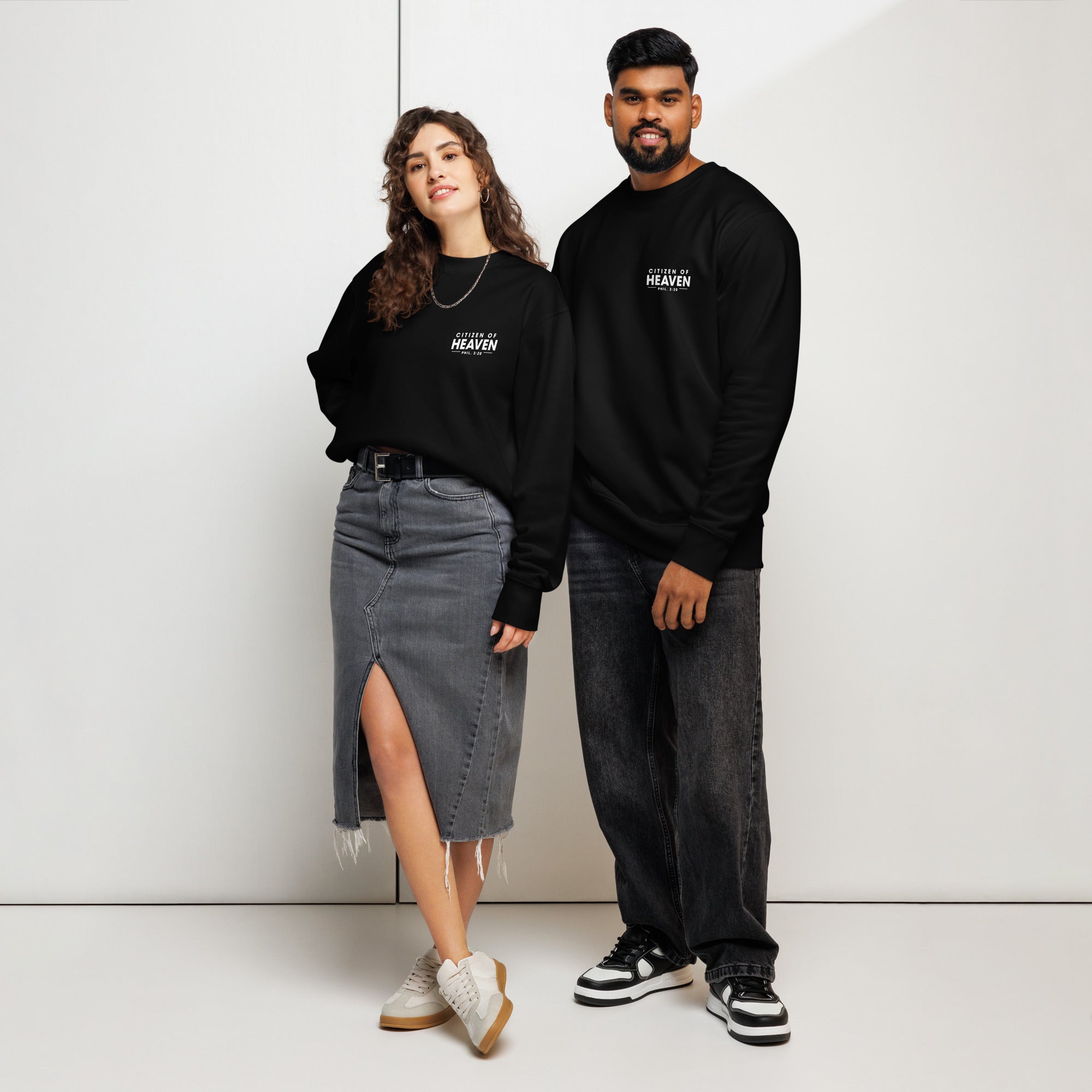 Image of Citizen of Heaven organic sweatshirt black front detail — Entrusted to Him