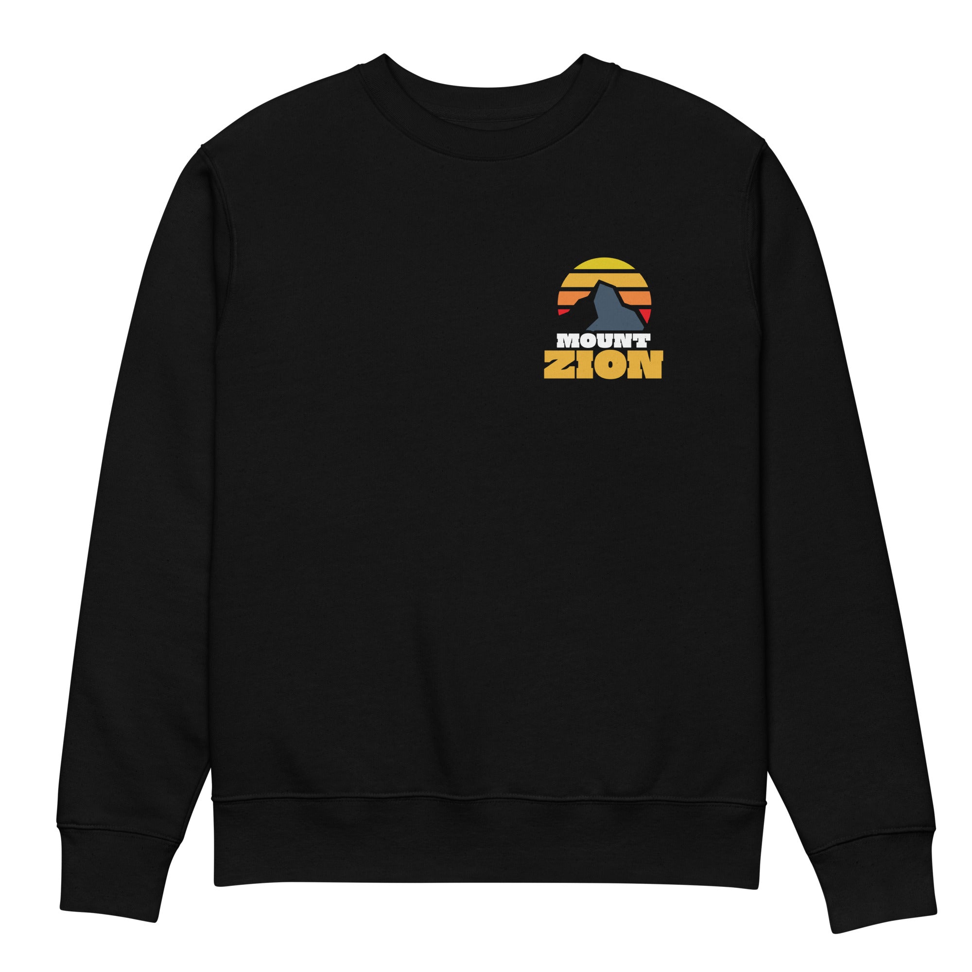 Image of Mount Zion scripture sweatshirt black front alternate view — Entrusted to Him