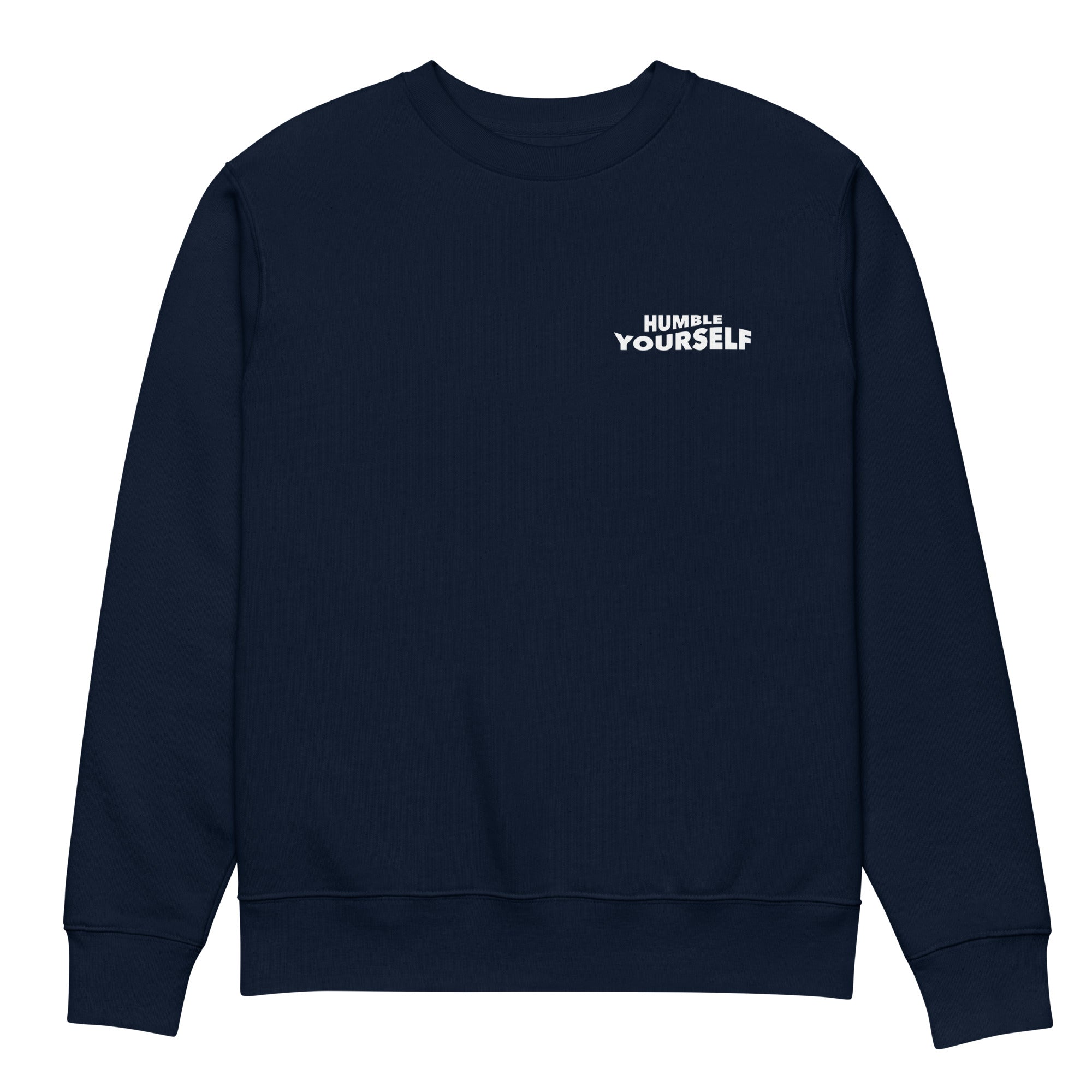 Image of Humble Yourself Christian sweatshirt french navy front alternate view — Entrusted to Him