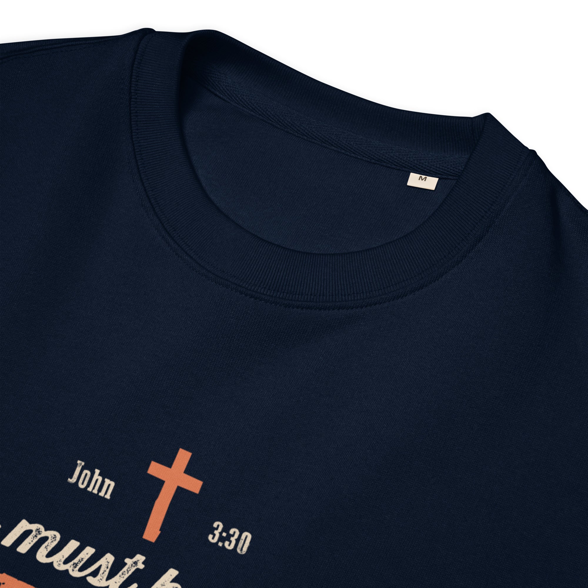 Image of Greater organic scripture sweatshirt french navy product details — Entrusted to Him