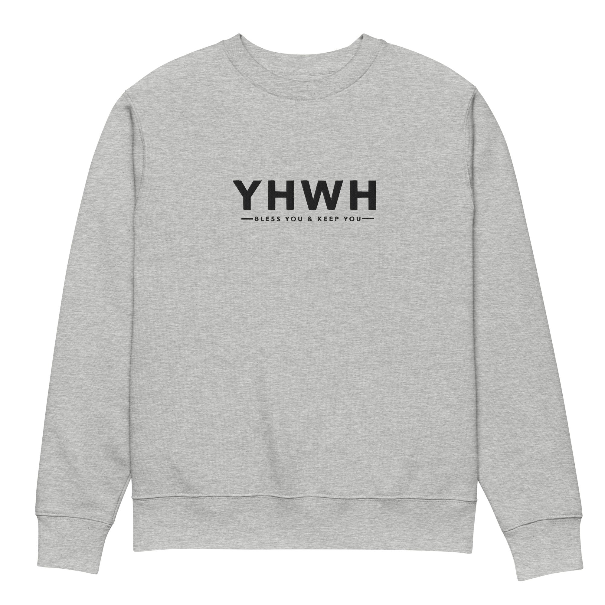 Image of YHWH God sweatshirt heather grey front view — Entrusted to Him