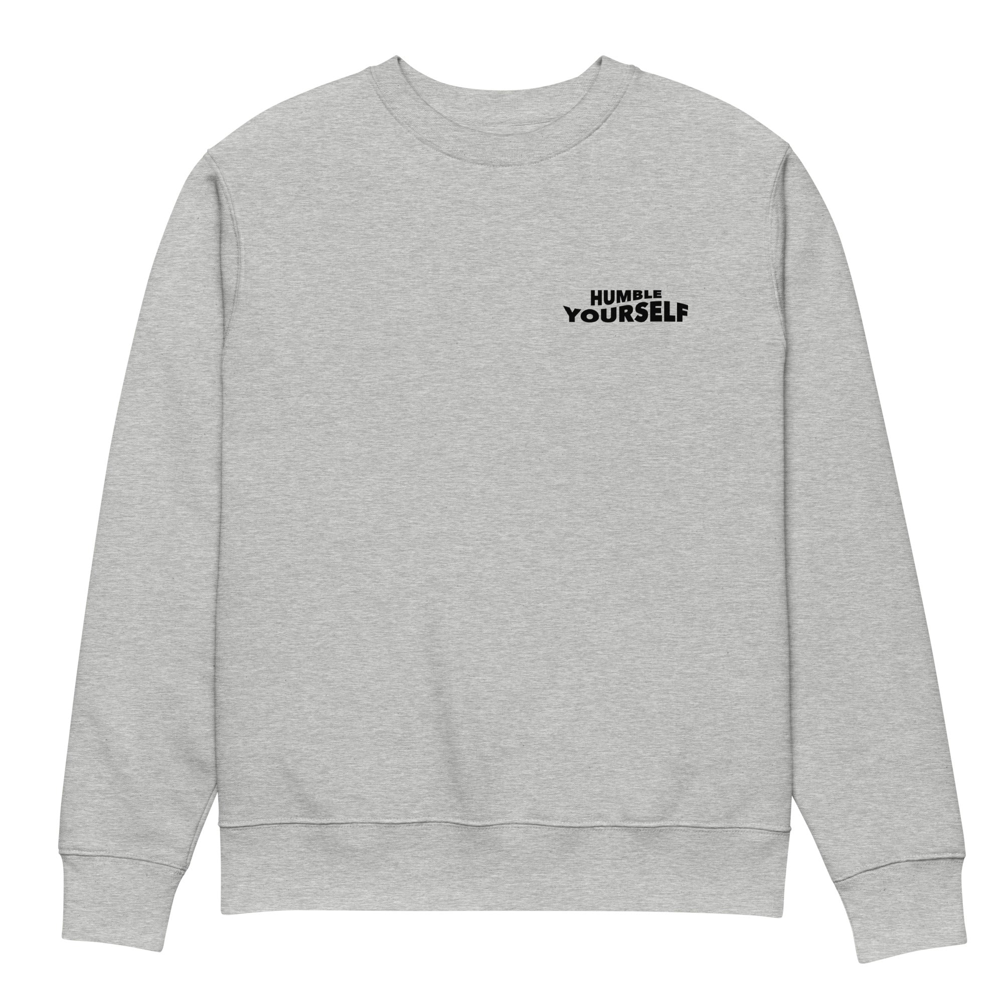 Image of Humble Yourself Christian sweatshirt heather grey front view — Entrusted to Him