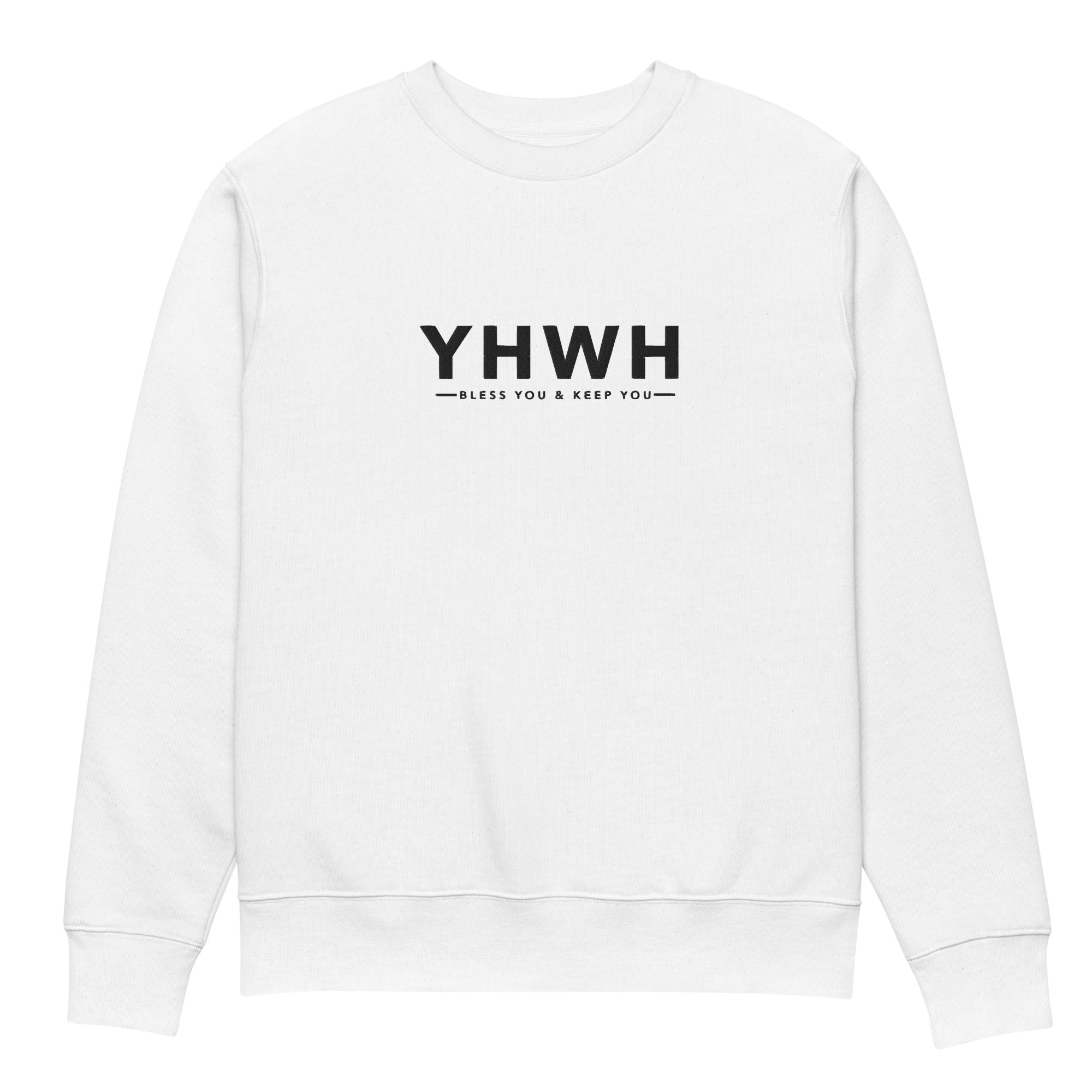 Image of YHWH organic scripture sweatshirt white front view — Entrusted to Him