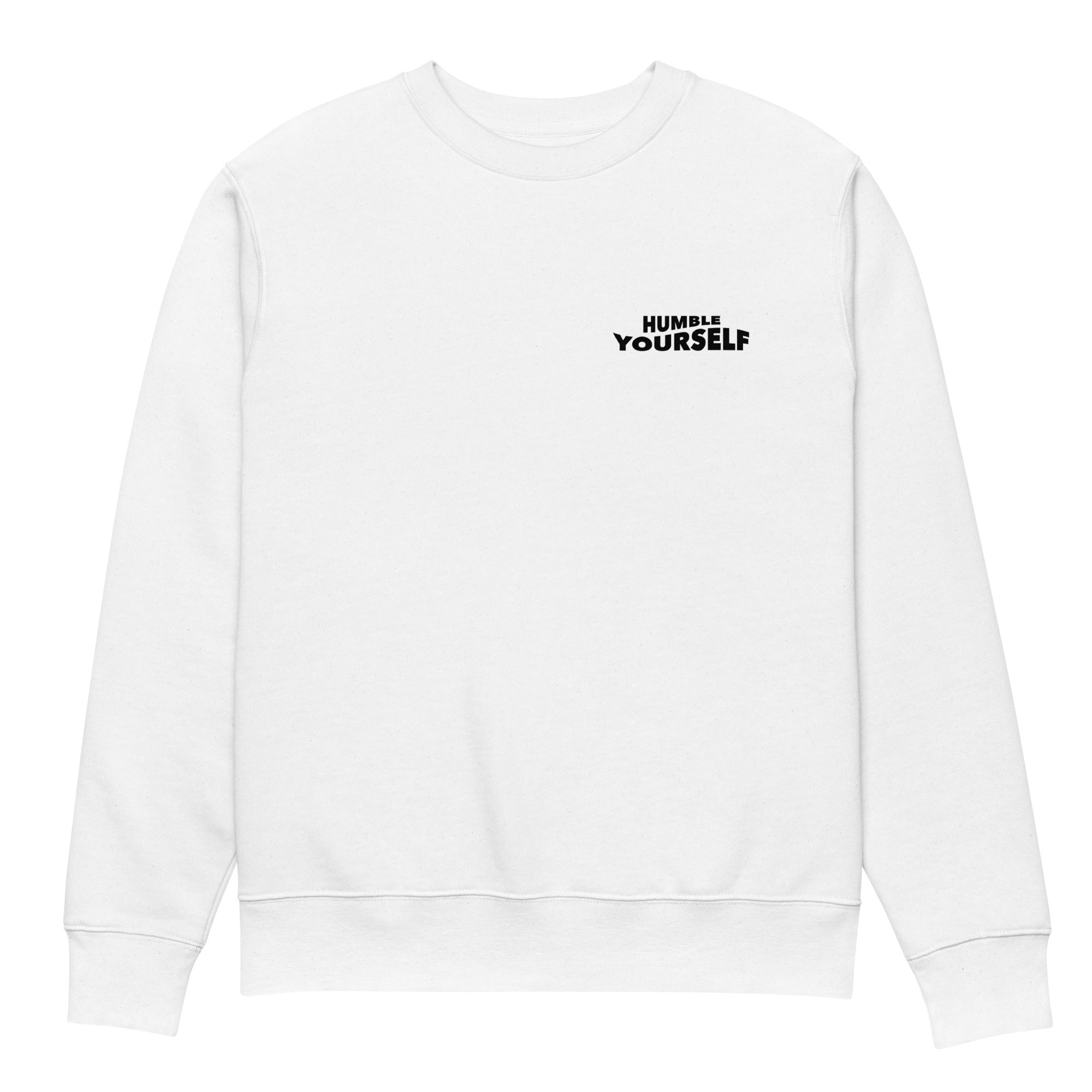 Image of Humble Yourself Christian sweatshirt white front view — Entrusted to Him