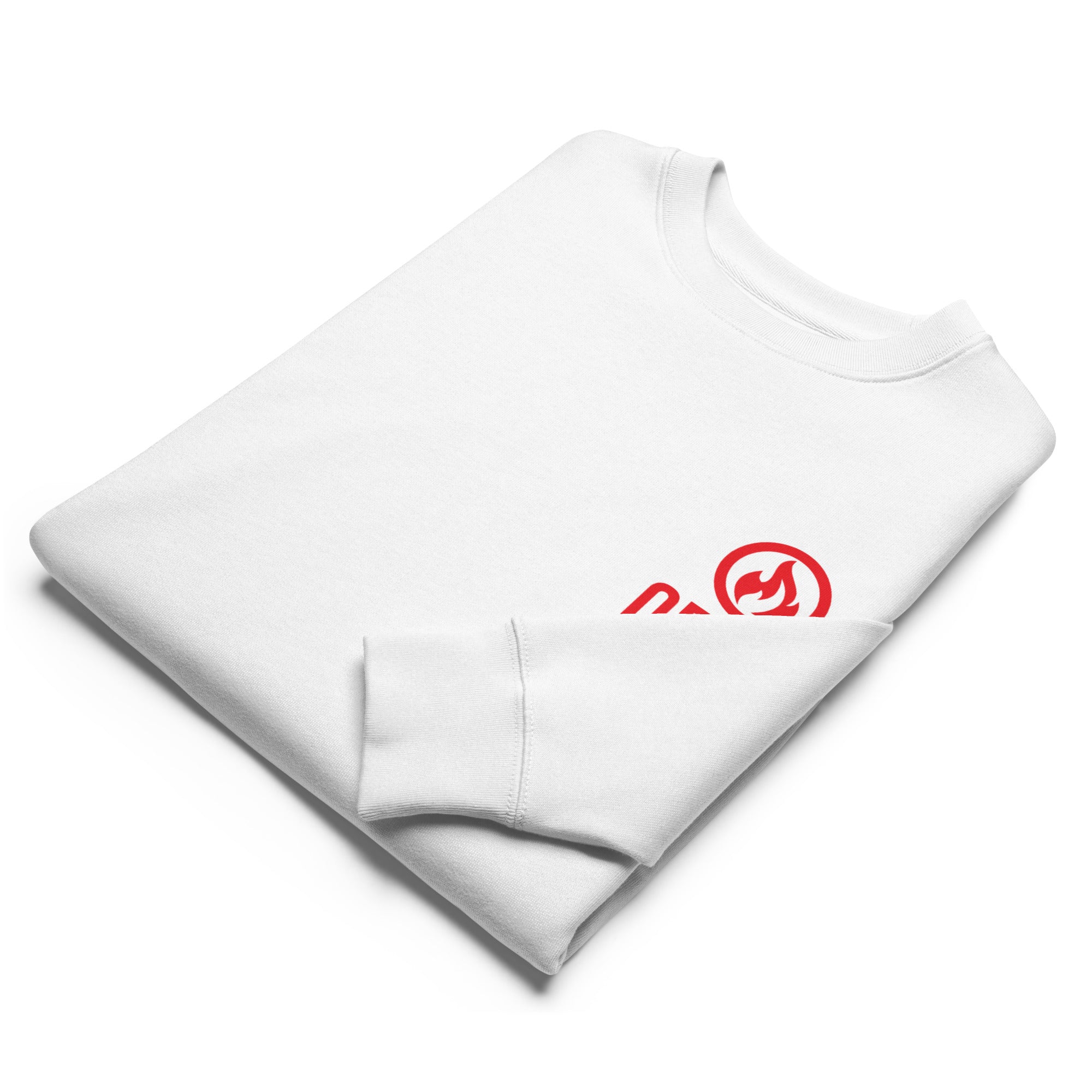 Image of Never Burn Isaiah 43 Christian sweatshirt white front view — Entrusted to Him