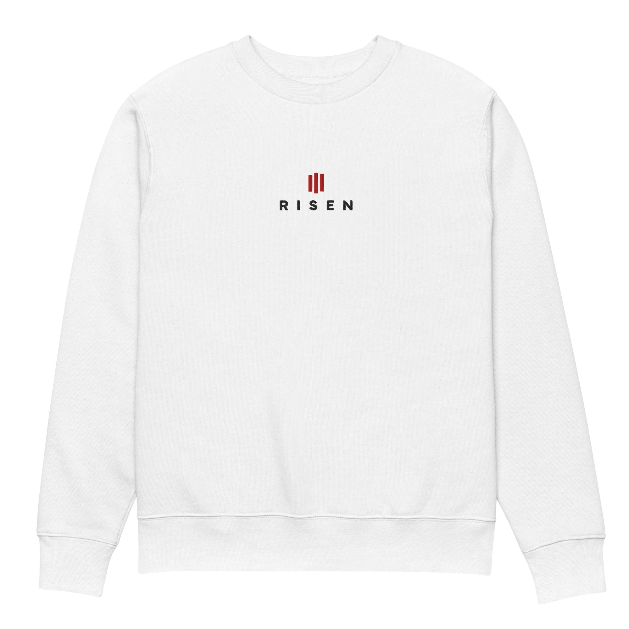 Image of Risen scripture sweatshirt white front view — Entrusted to Him