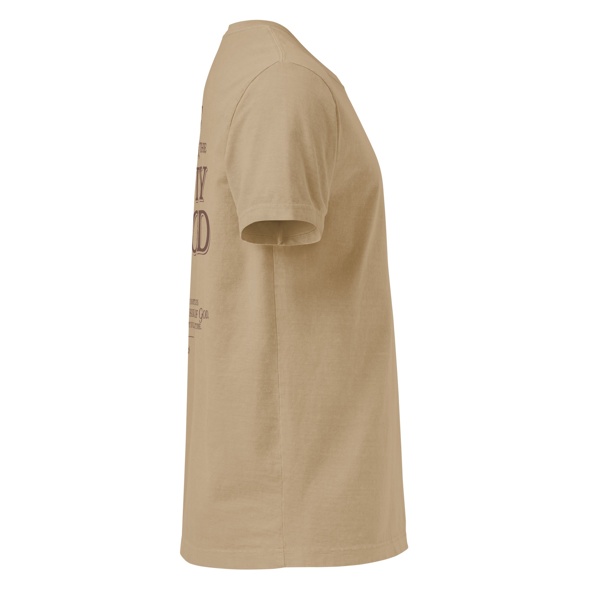 Image of Humble Under Christian graphic tee khaki right side view — Entrusted to Him