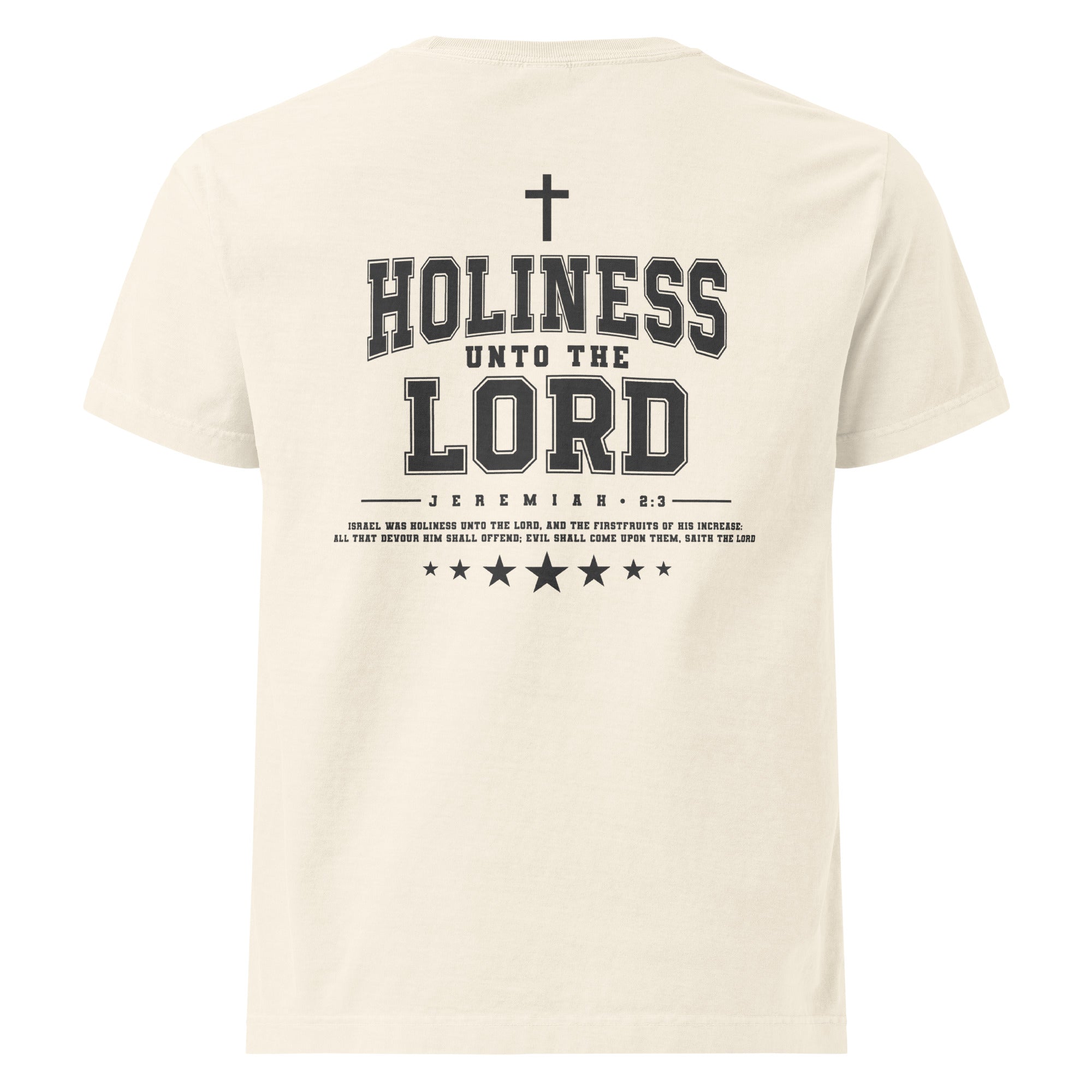 Image of Holiness Unto The Lord Christian graphic tee vintage white back view — Entrusted to Him