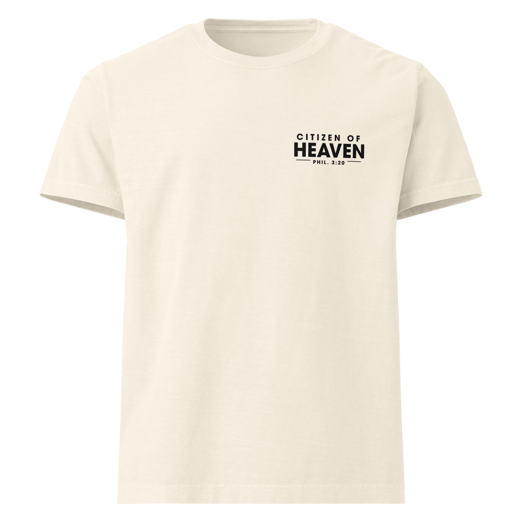 Image of Citizen of Heaven Christian graphic tee vintage white front view — Entrusted to Him