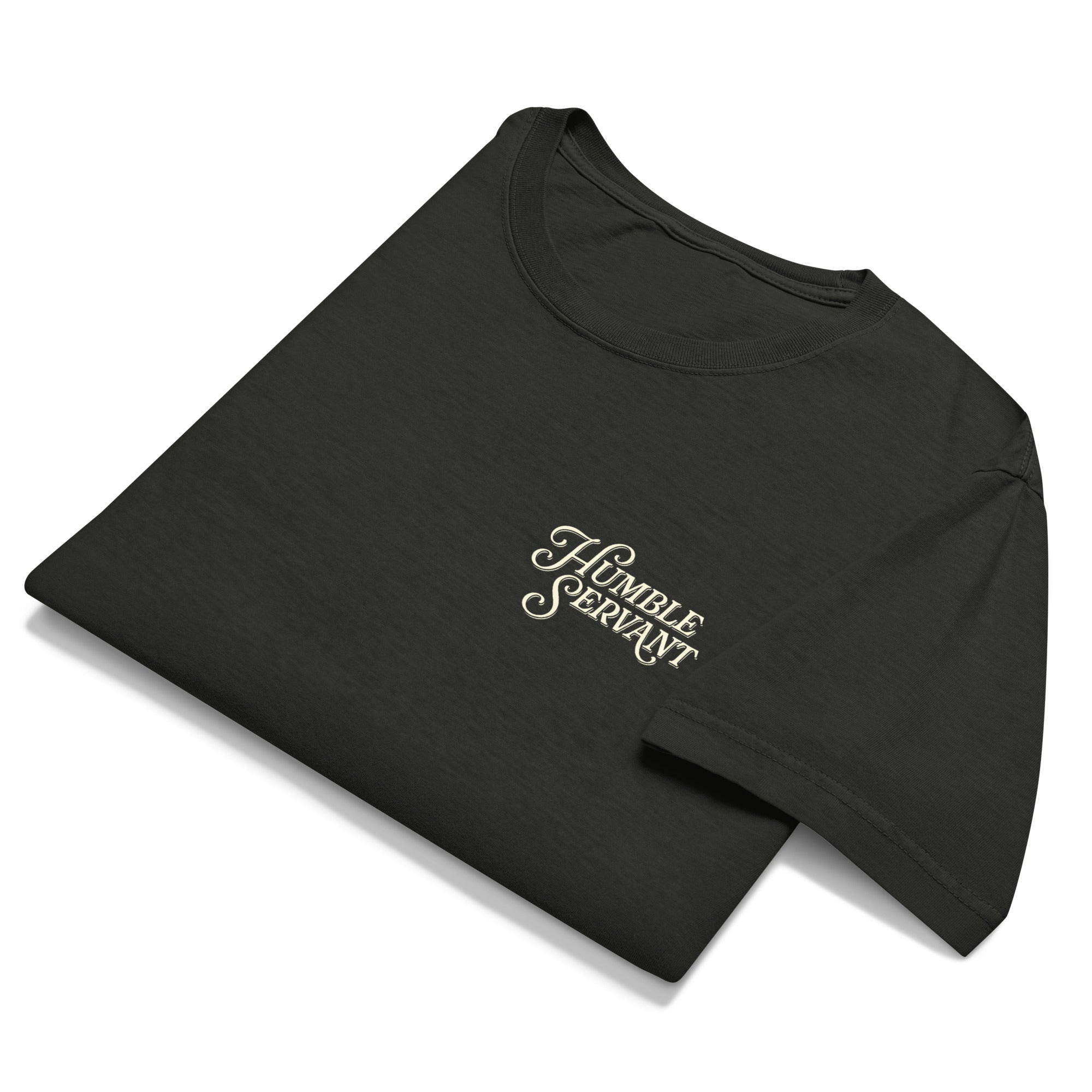 Image of Humble Under Bible verse shirt washed black front alternate view — Entrusted to Him