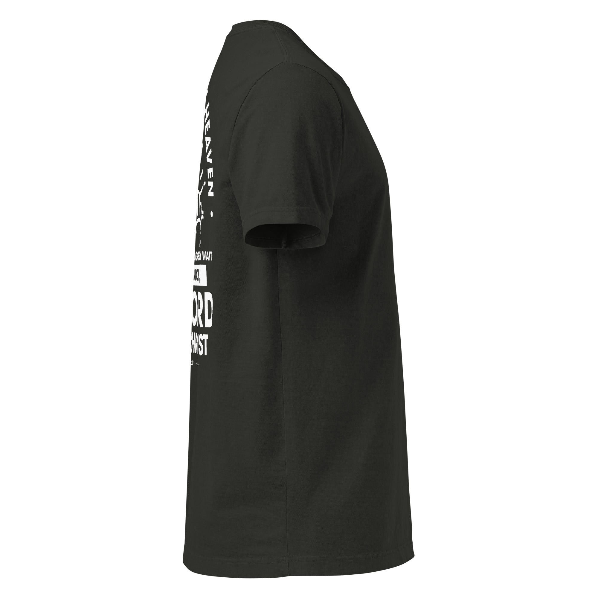 Image of Citizen of Heaven Bible verse shirt washed black right side view — Entrusted to Him