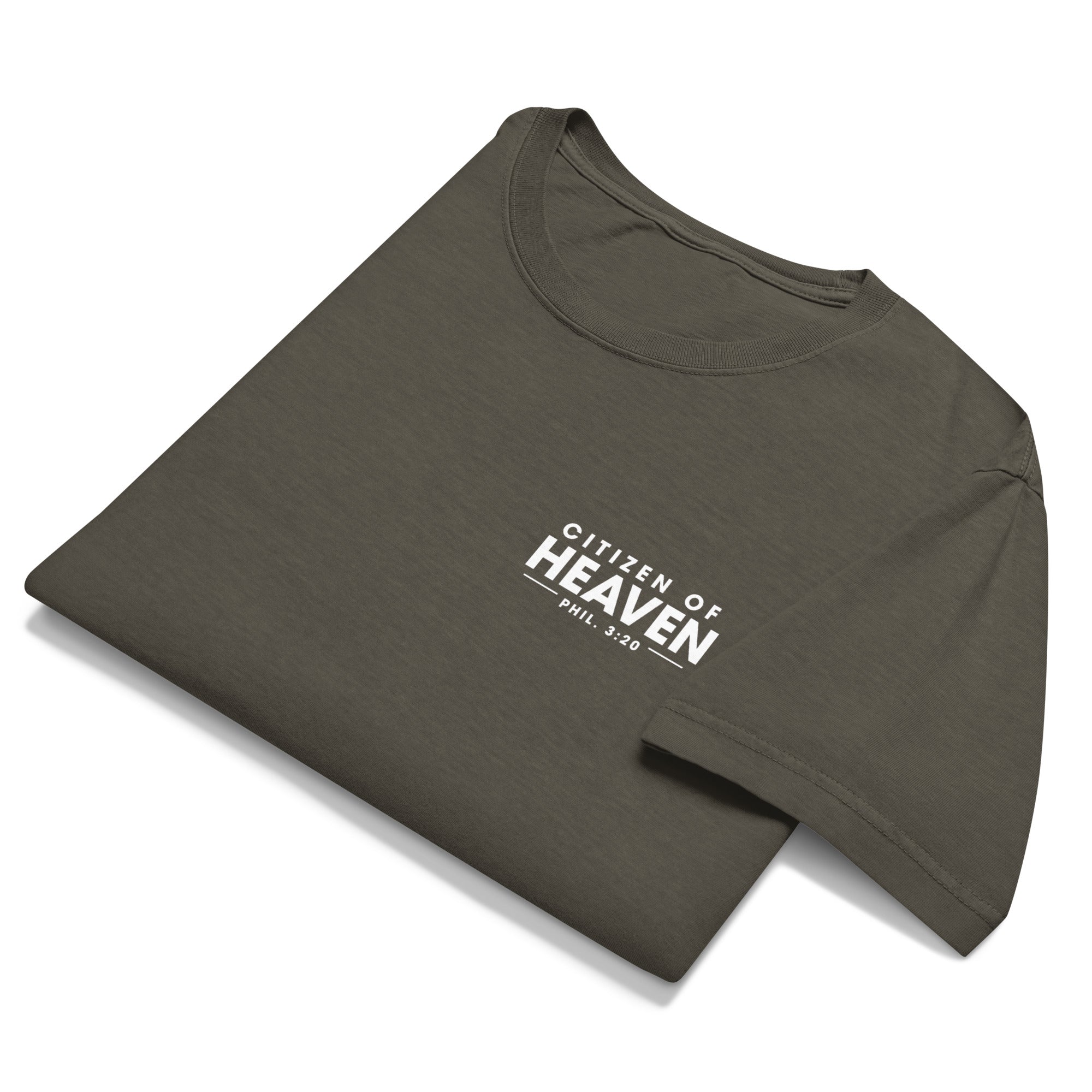 Image of Citizen of Heaven Christian apparel washed charcoal front alternate view — Entrusted to Him