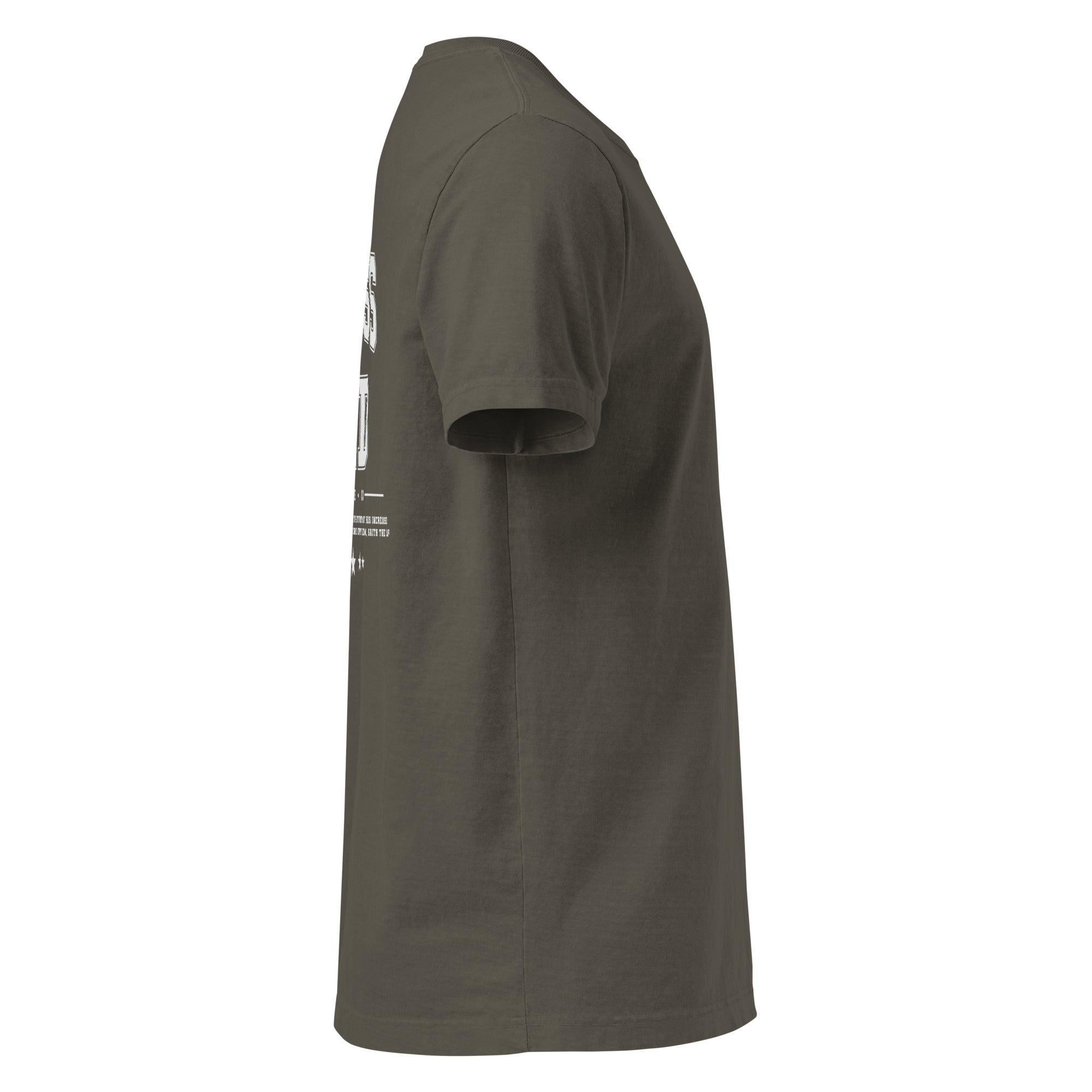 Image of Holiness Unto The Lord Jesus shirt washed charcoal right side view — Entrusted to Him