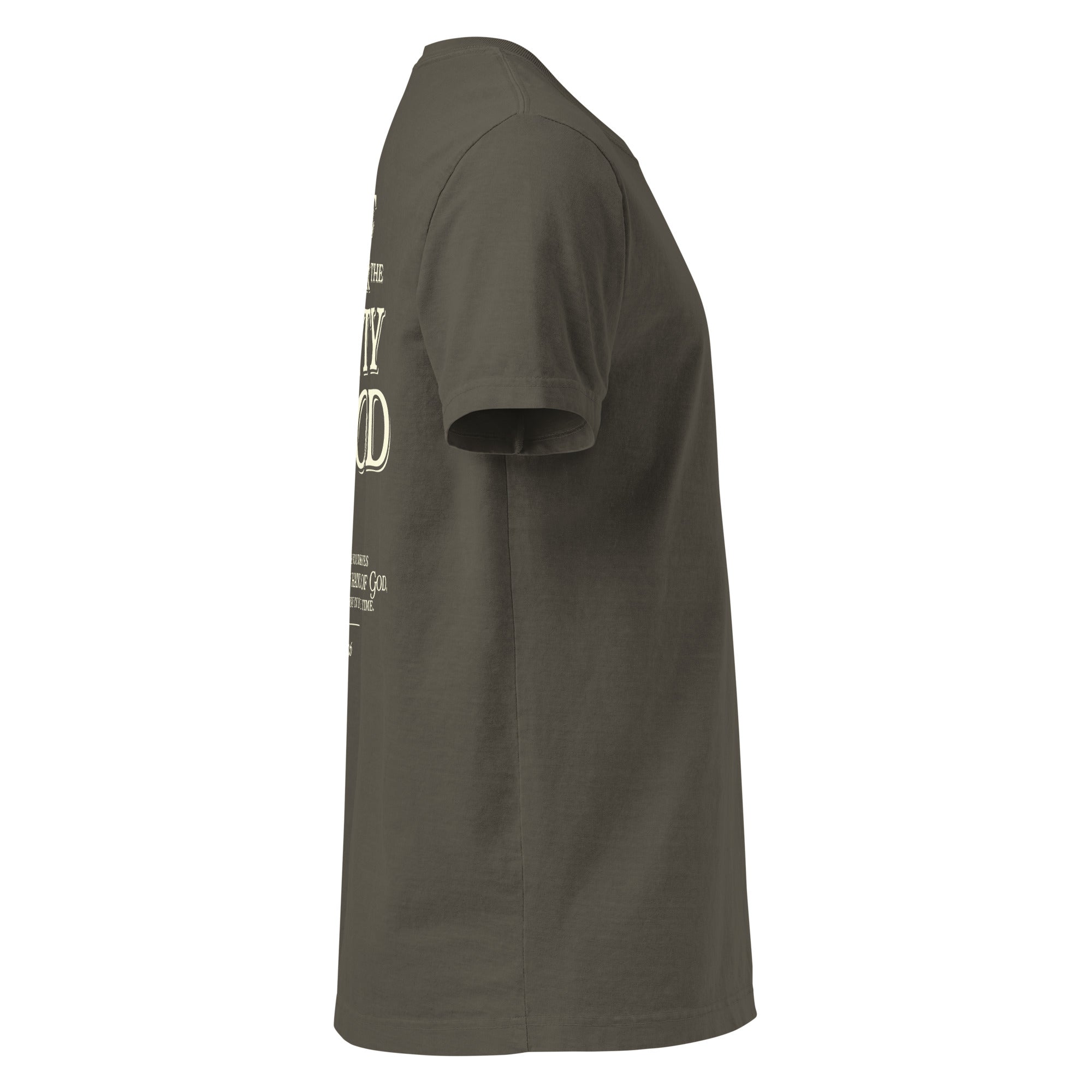 Image of Humble Under Christian apparel washed charcoal right side view — Entrusted to Him