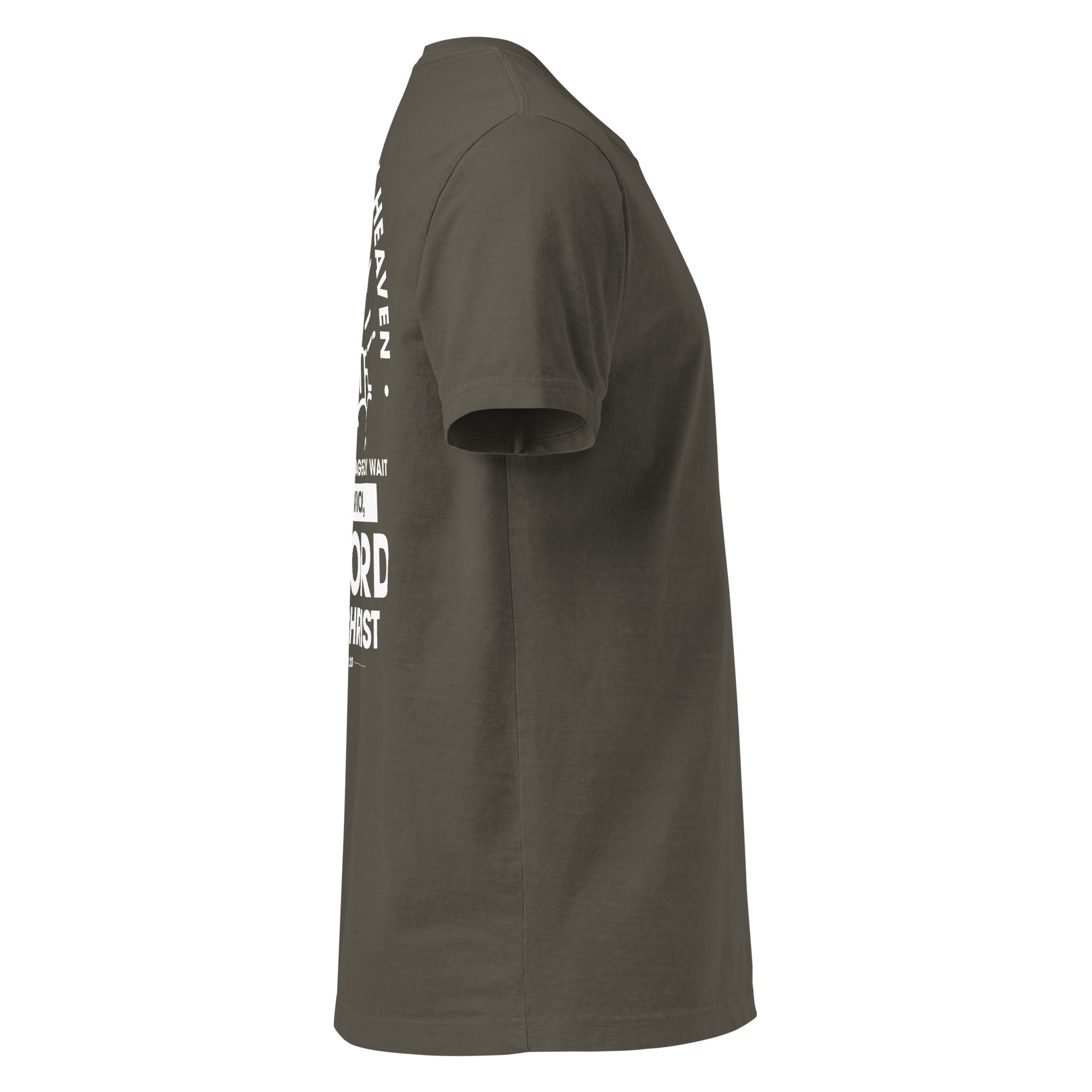 Image of Citizen of Heaven Bible verse shirt washed charcoal right side view — Entrusted to Him