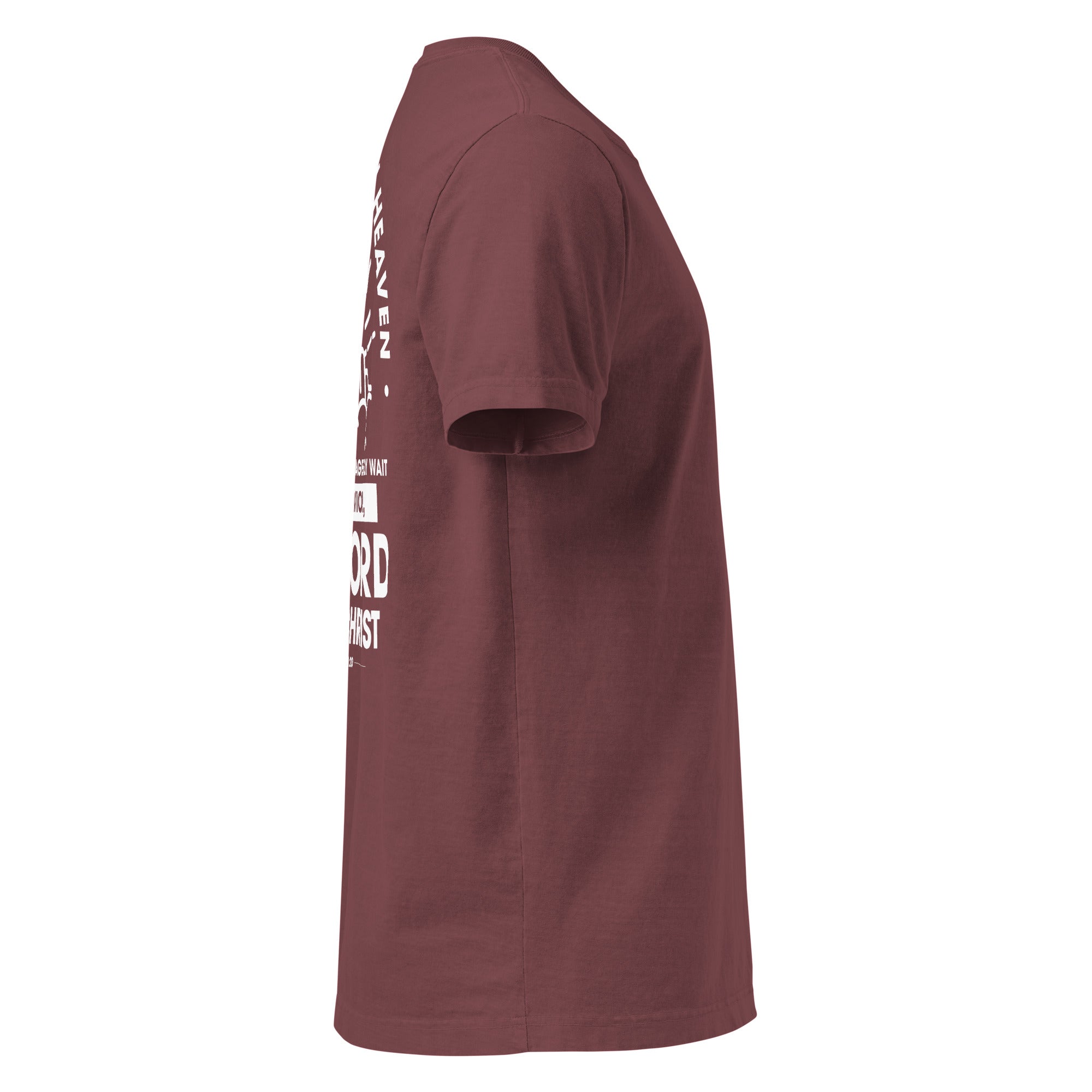 Image of Citizen of Heaven Jesus shirt washed maroon right side view — Entrusted to Him