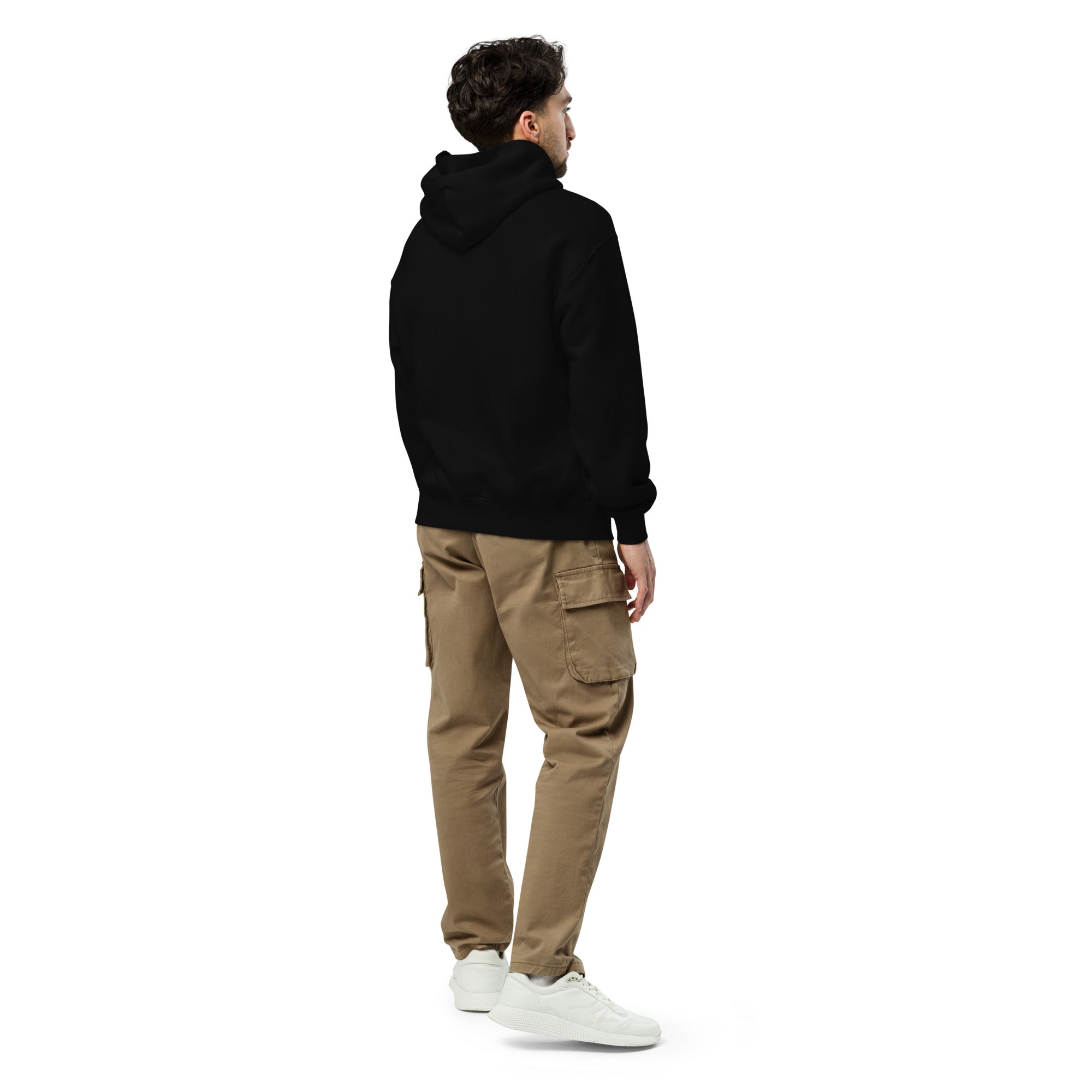 Image of Risen oversized Christian hoodie black side view — Entrusted to Him