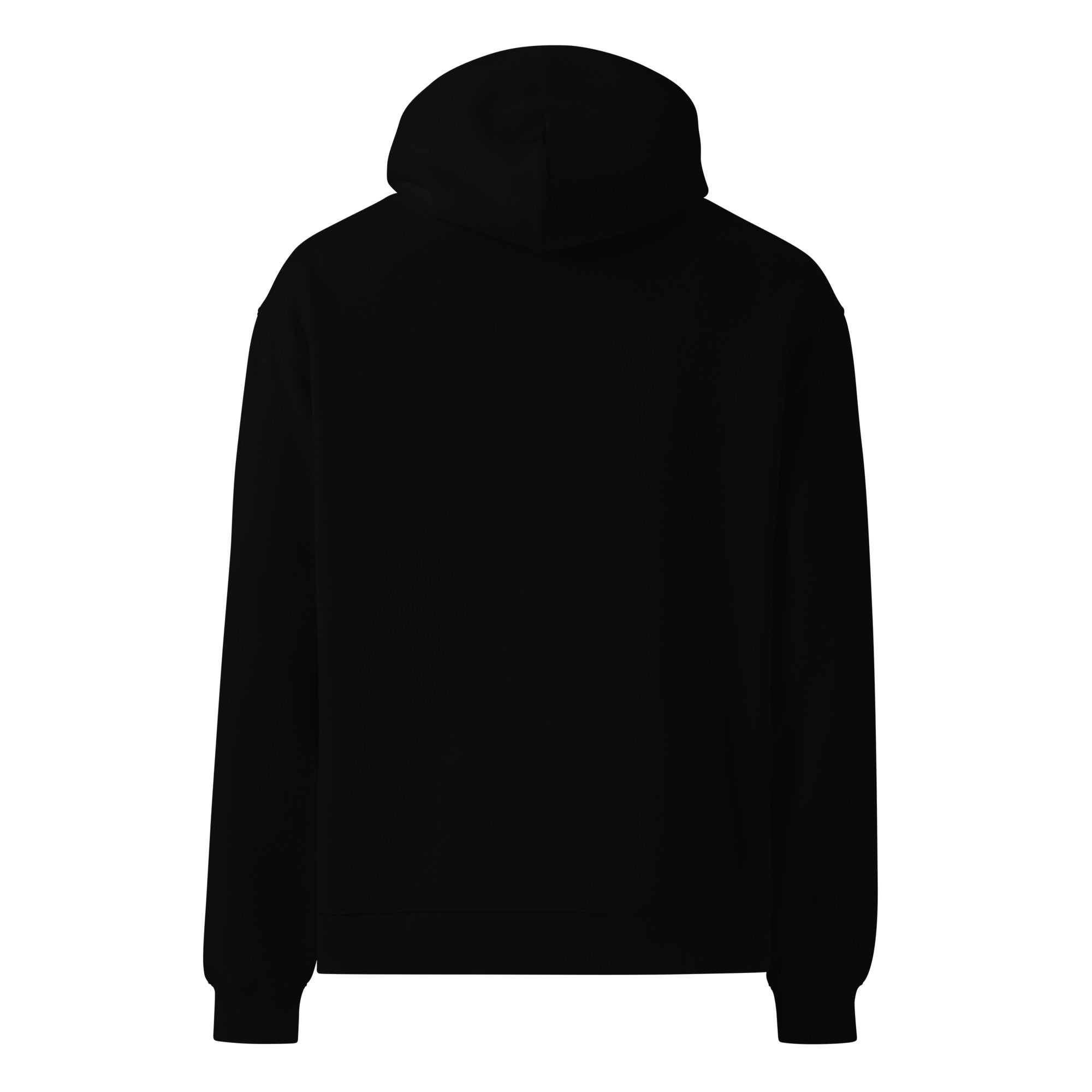 Image of Risen oversized Christian hoodie black back alternate — Entrusted to Him