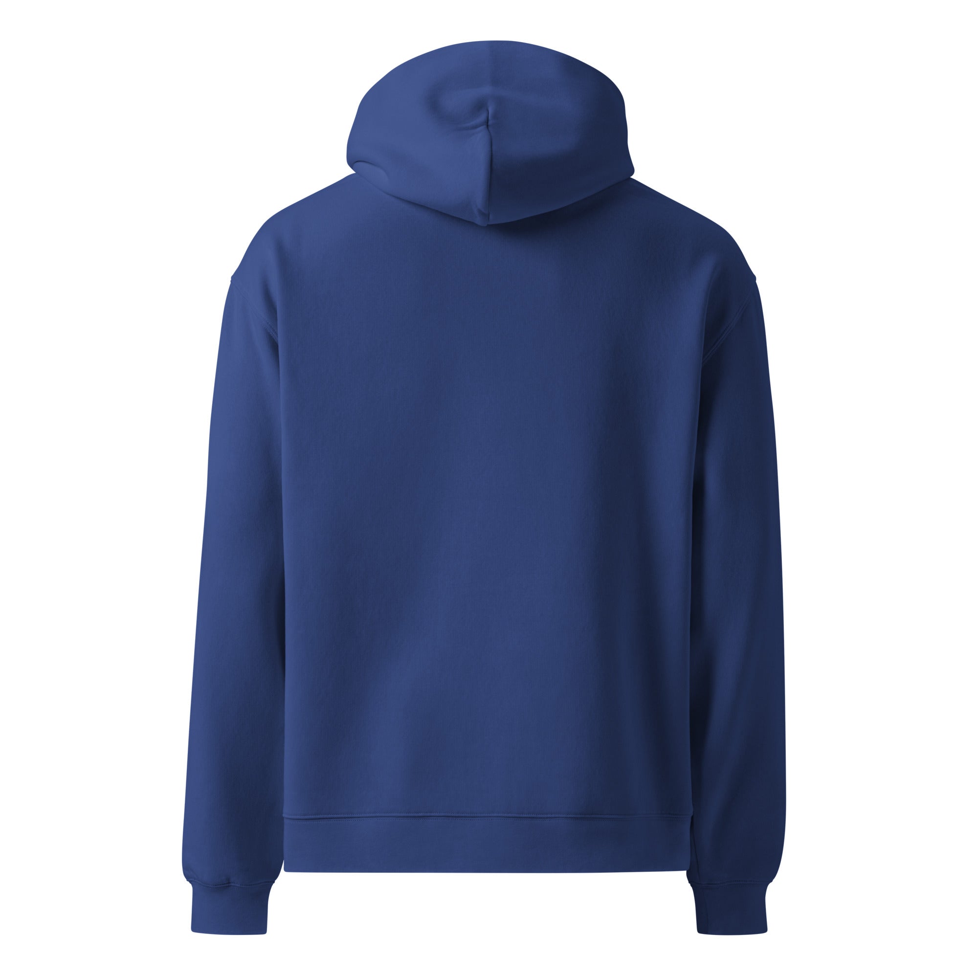 Image of Risen oversized Christian hoodie cobalt front view — Entrusted to Him