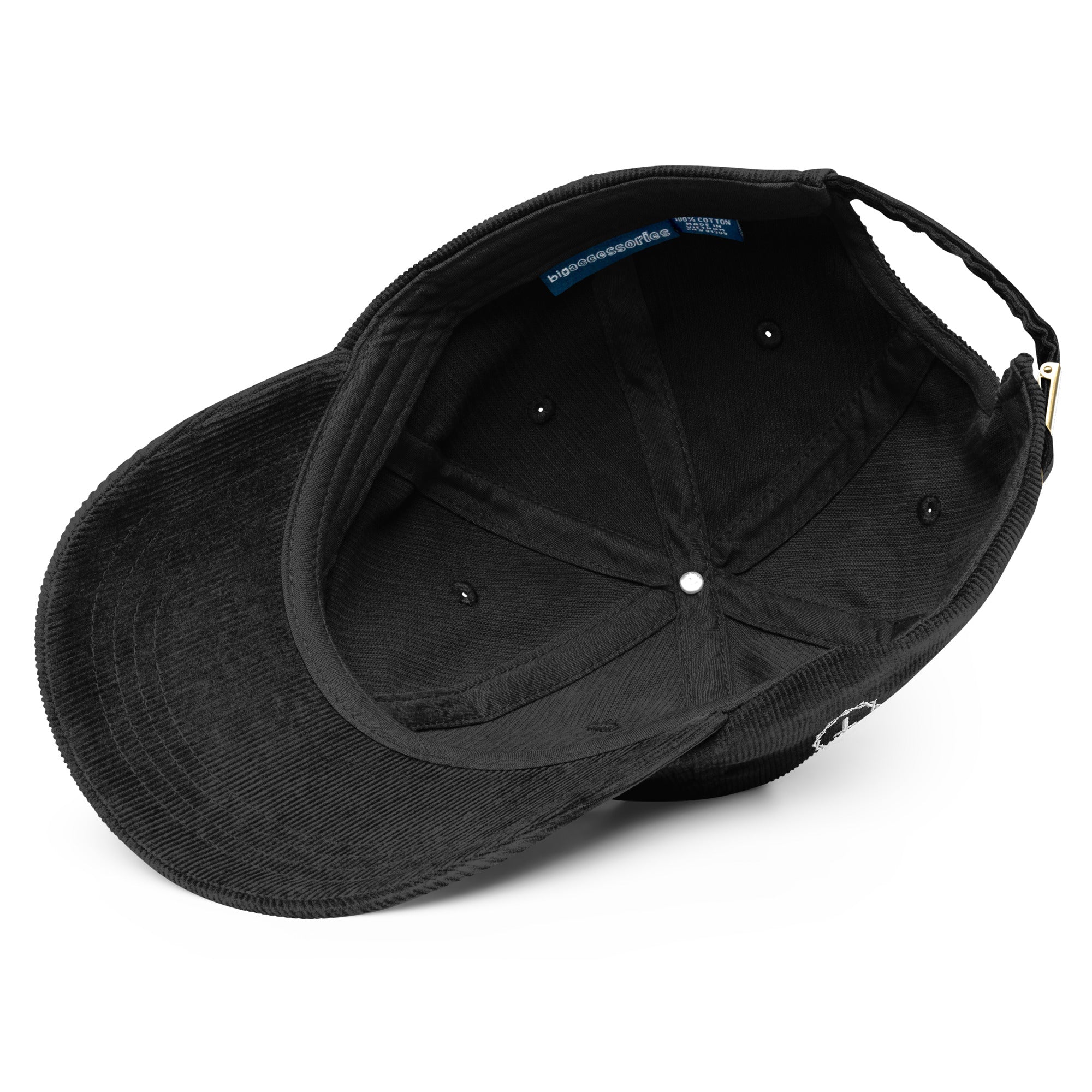 Image of Born To Serve Vintage Corduroy Cap Christian streetwear black product detail view — Entrusted to Him
