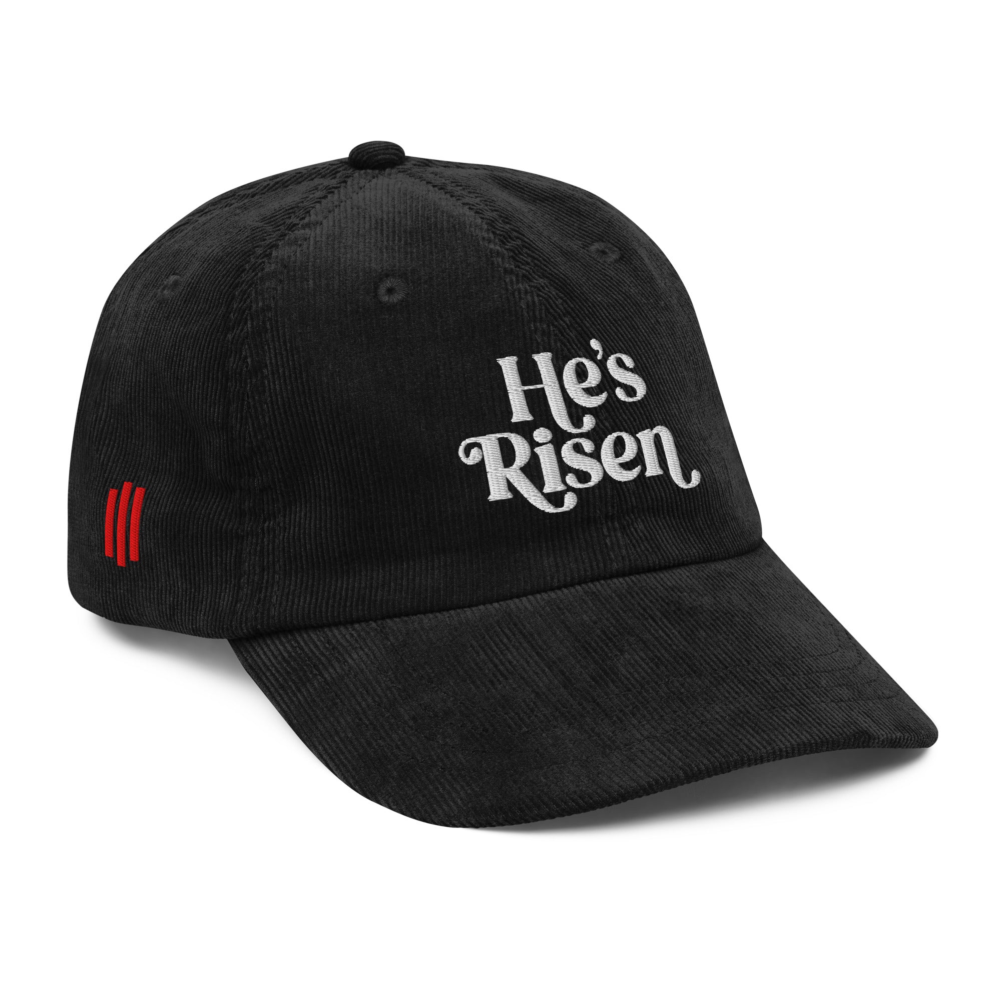 Image of He's Risen Limited Edition christian hat for women black right front view — Entrusted to Him