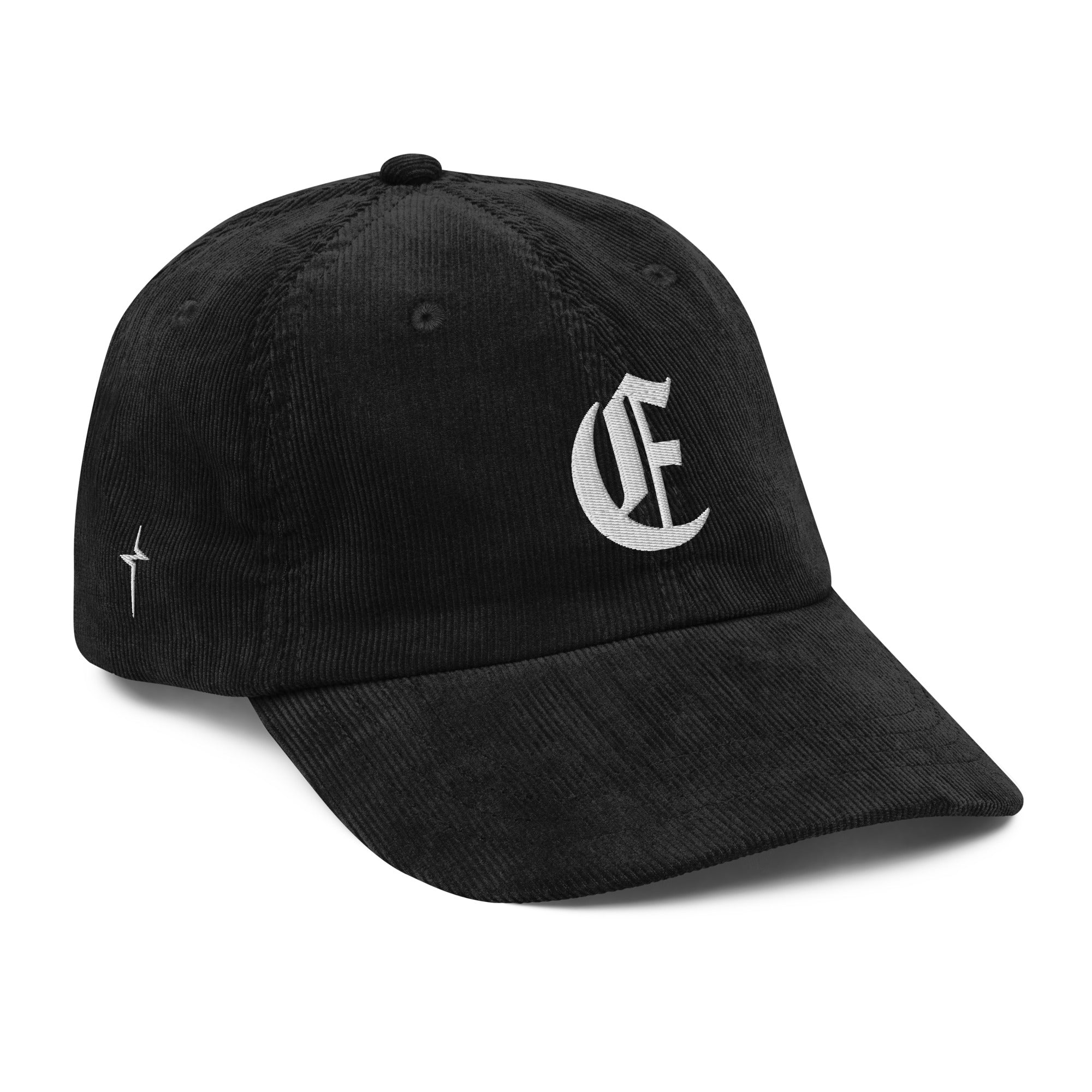 Image of Entrusted Corduroy Christian cap black right front view — Entrusted to Him