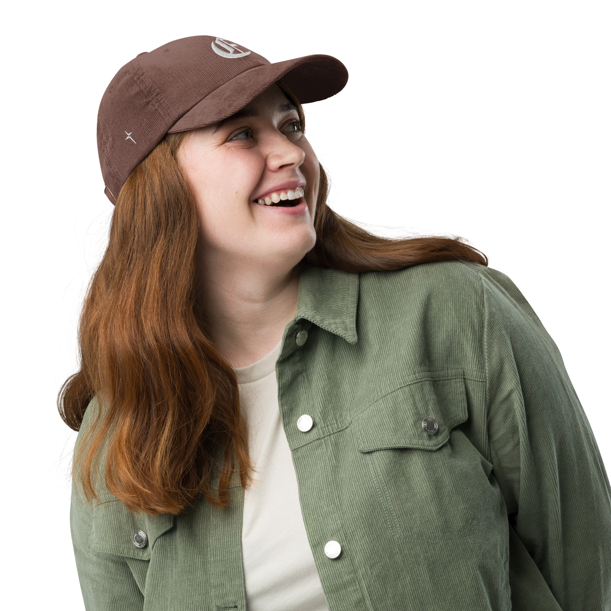 Image of Entrusted Corduroy Christian hat brown front right view — Entrusted to Him